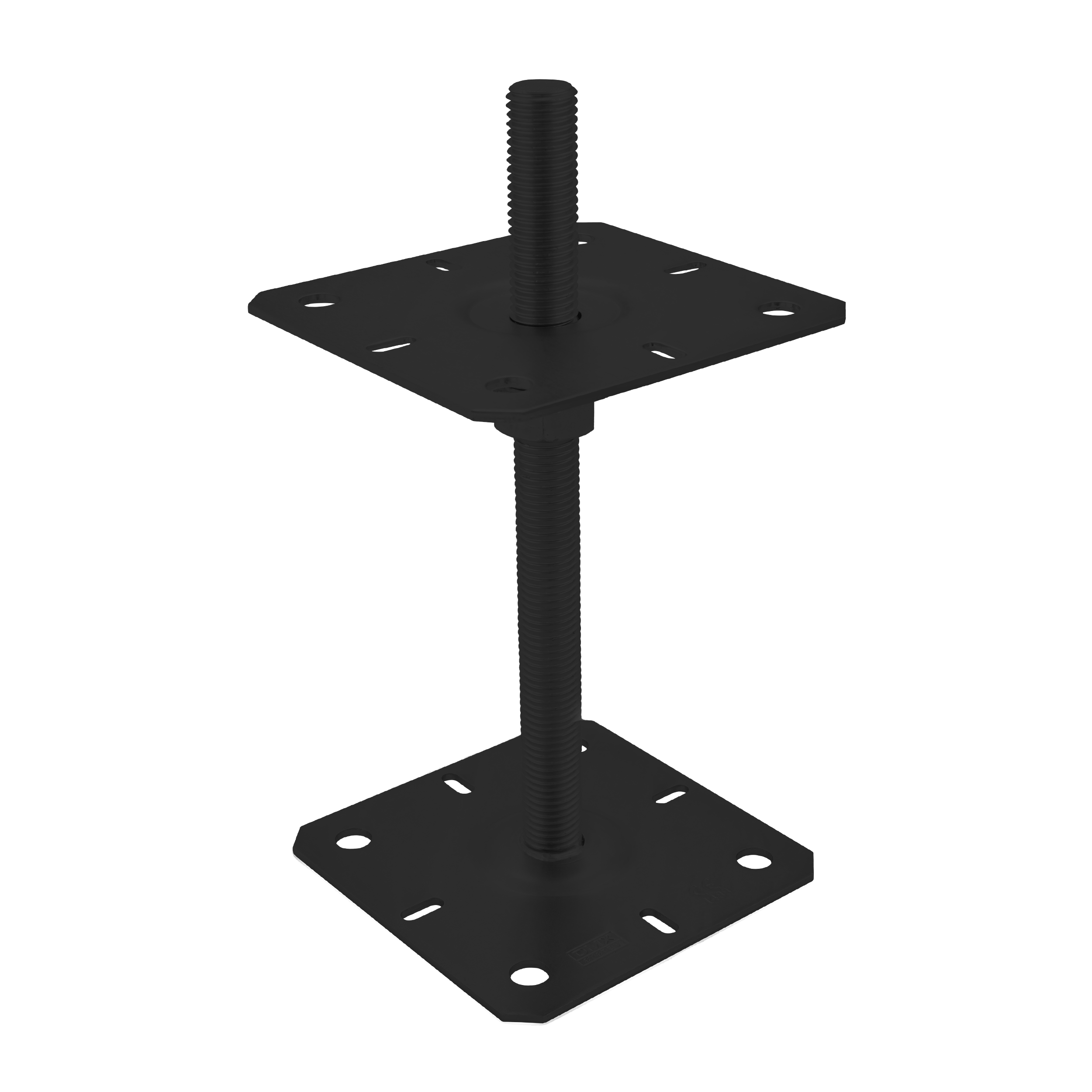 Pfostenträger verstellbar zum aufdübeln Anker mit Gewinde M20 - PSR |130x250 mm | Schwarz Mastfuß, flacher Gewindeanker, höhenverstellbar PSR, 130x250 mm, M20, schwarz, Winkel 1.