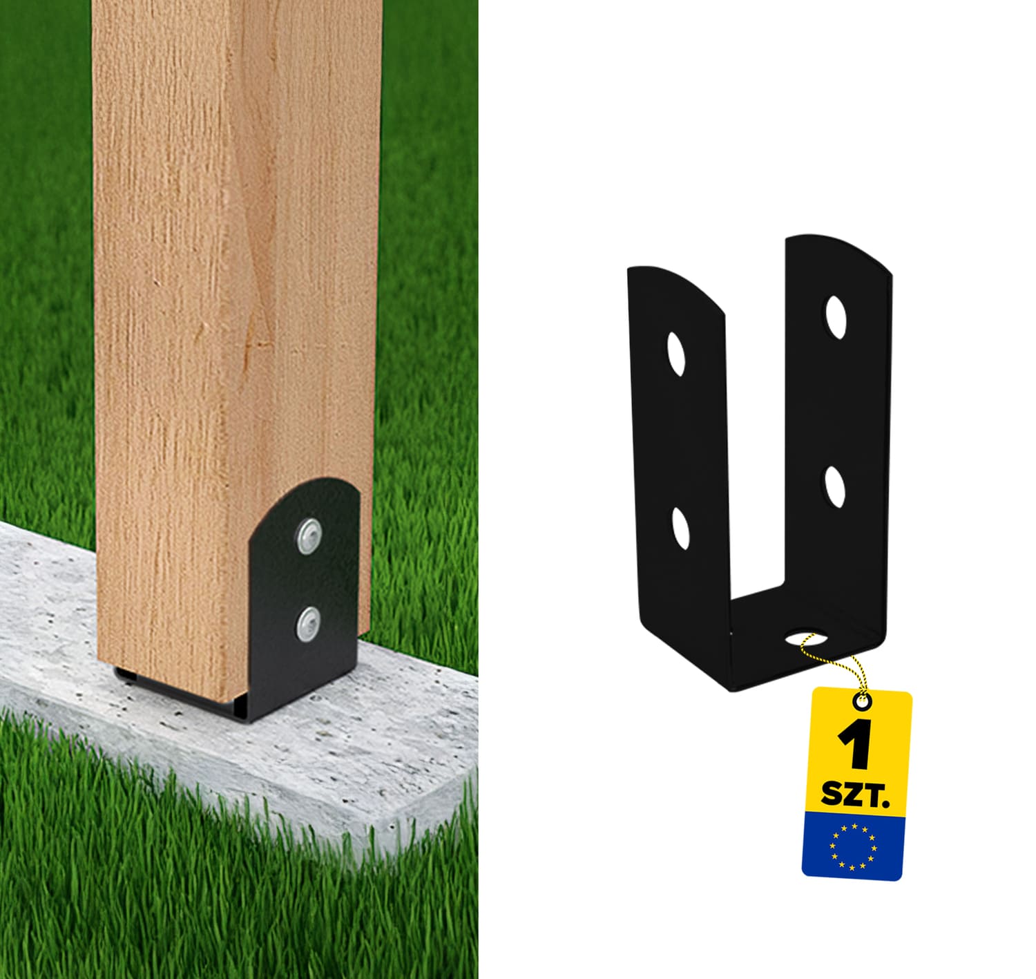 Podstawa słupa kotwa przykręcana do betonu typ U lekka - PSOL | 45 mm | Antracyt Podstawa słupa kotwa przykręcana do betonu typ U lekka - PSOL | 45 mm | Antracyt