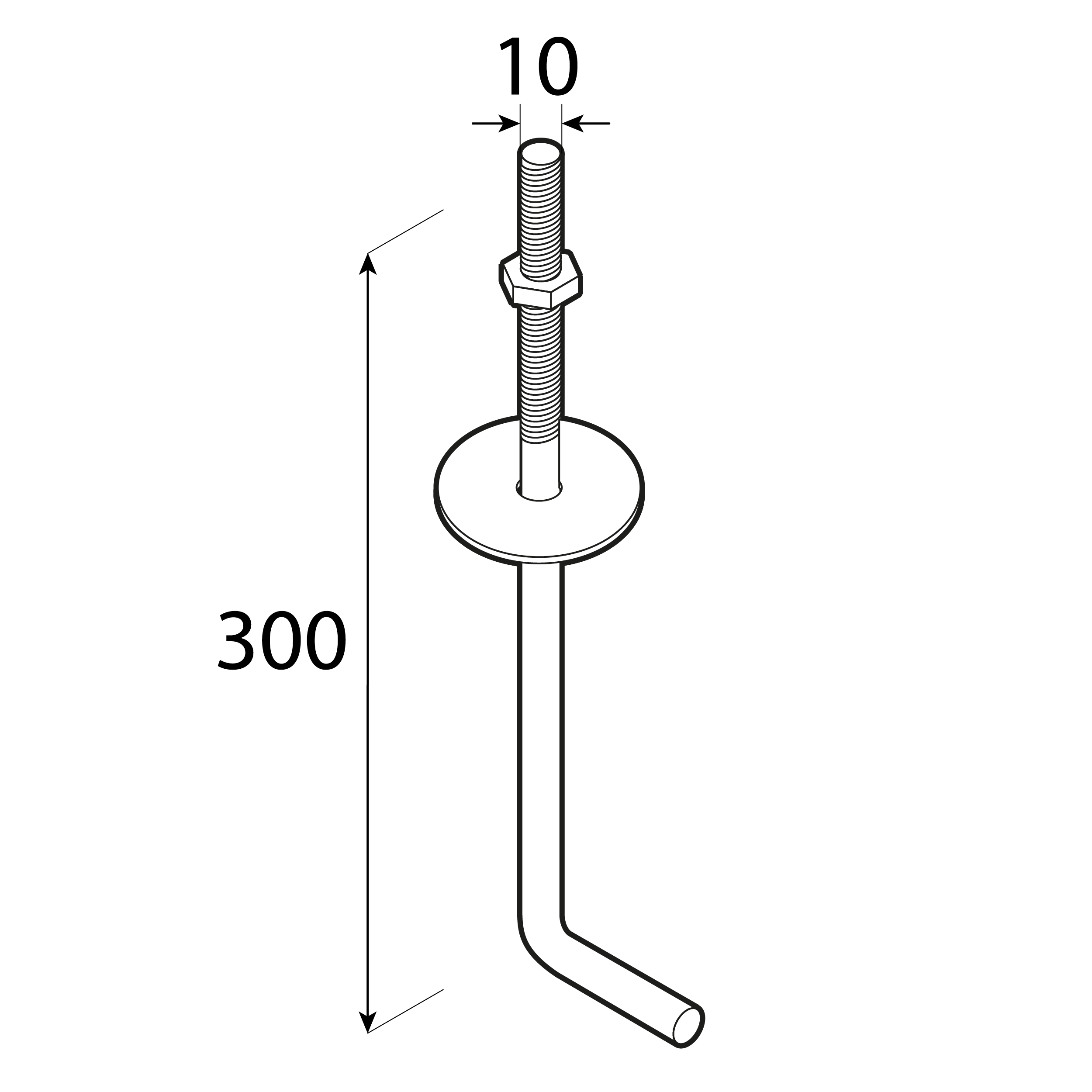 Schwellenhalter Mauerlattenanker Sparrenanker Bauanker geölt - SK 300 | 300 mm Bauanker für Wandpaneele SK 300, 300 mm, Baustahl S235.