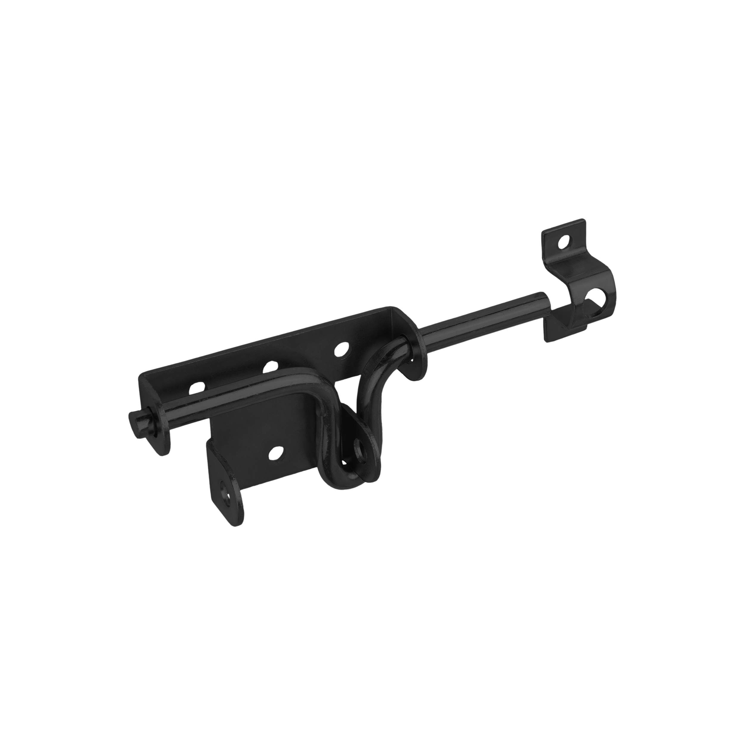 Schlossriegel mit rundem Riegel für Gartentore - WOK | schwarz | 58 mm Riegelverschluss mit Rundriegel für WOK-Tore, schwarz, 100 mm, 100x58x2,5 mm, DC01-Baustahl.
