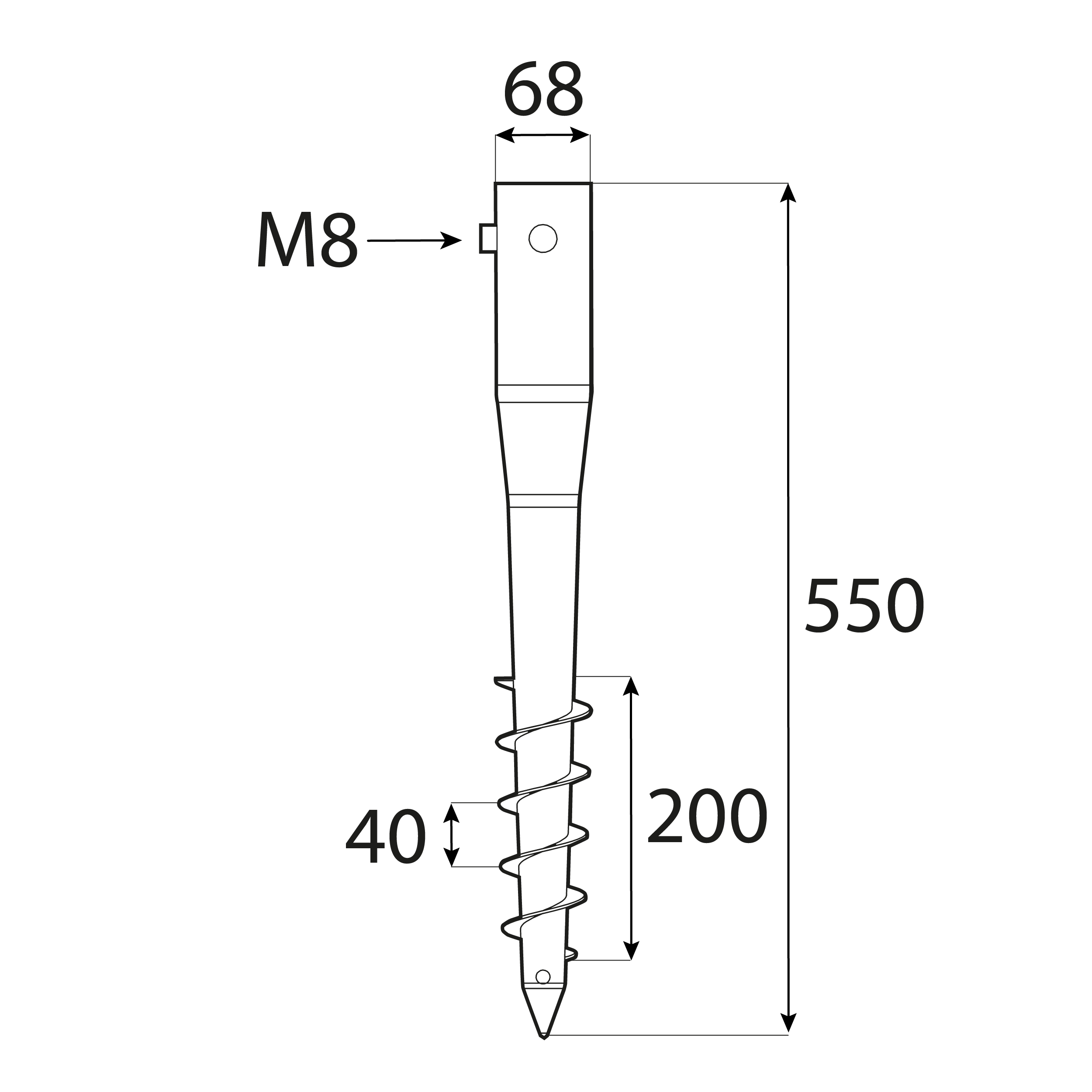 Podstawa wkręcana do ziemi do parasola suszarki - PWO | 60x550 Podstawa wkręcana do ziemi do parasola suszarki - PWO | 60x550