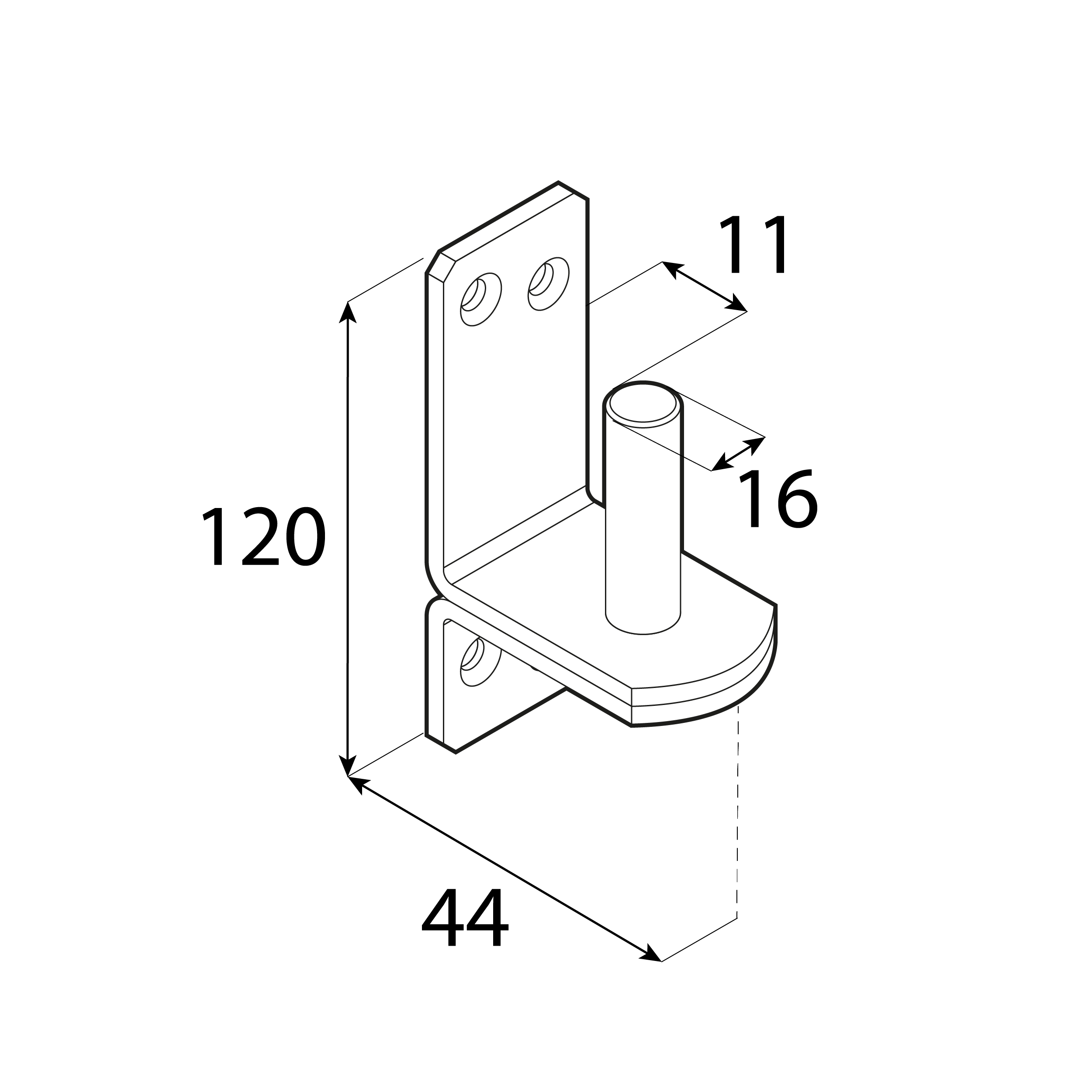 Uchwyt czopowy do zawiasów bramowych - C 16/11 | 44 mm | Złoty | 16 mm Uchwyt czopowy do zawiasów bramowych - C 16/11 | 44 mm | Złoty | 16 mm