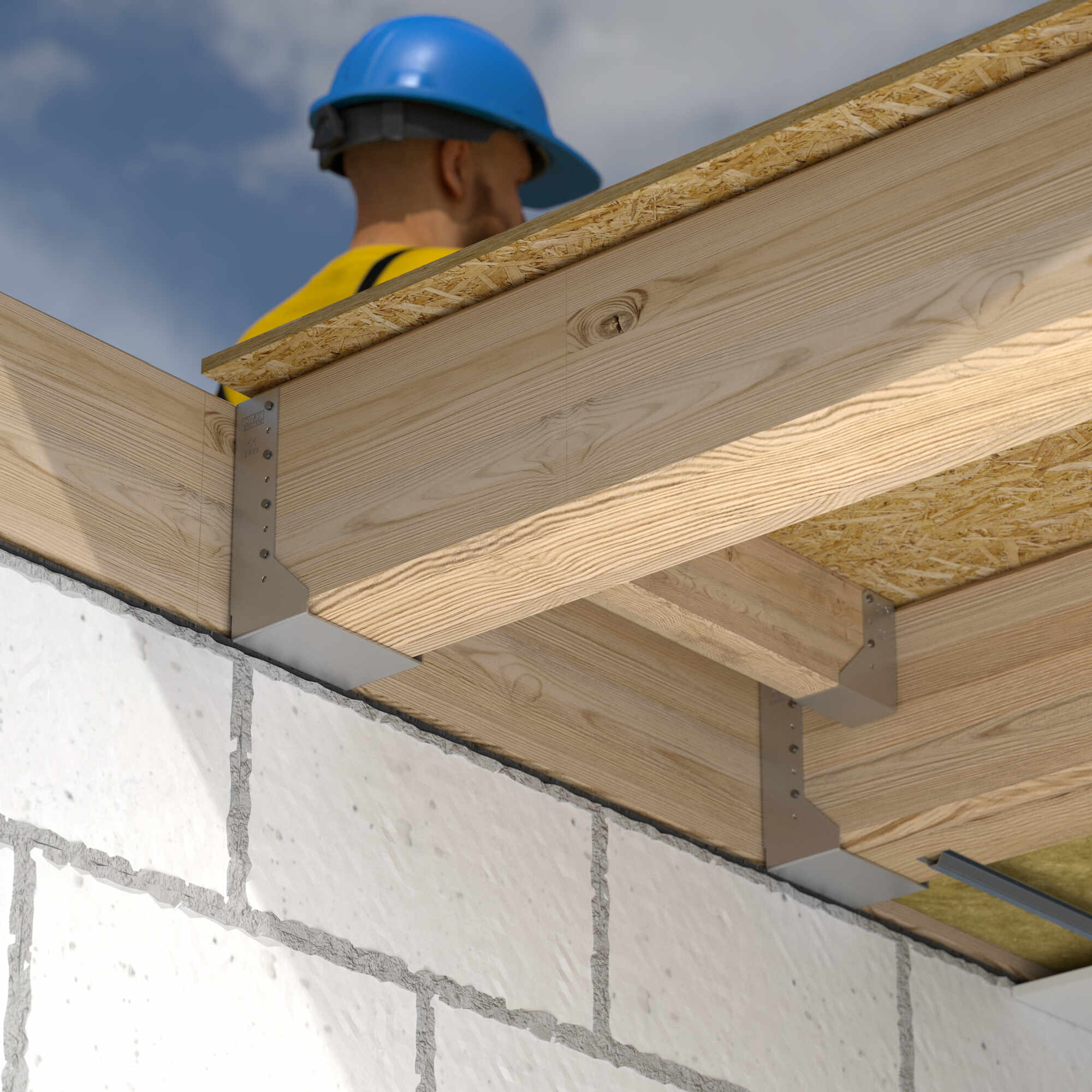 Wieszak belki uchwyt belki drewnianej zagięty - WBZ 34 | 115x193x75 mm | Srebrny