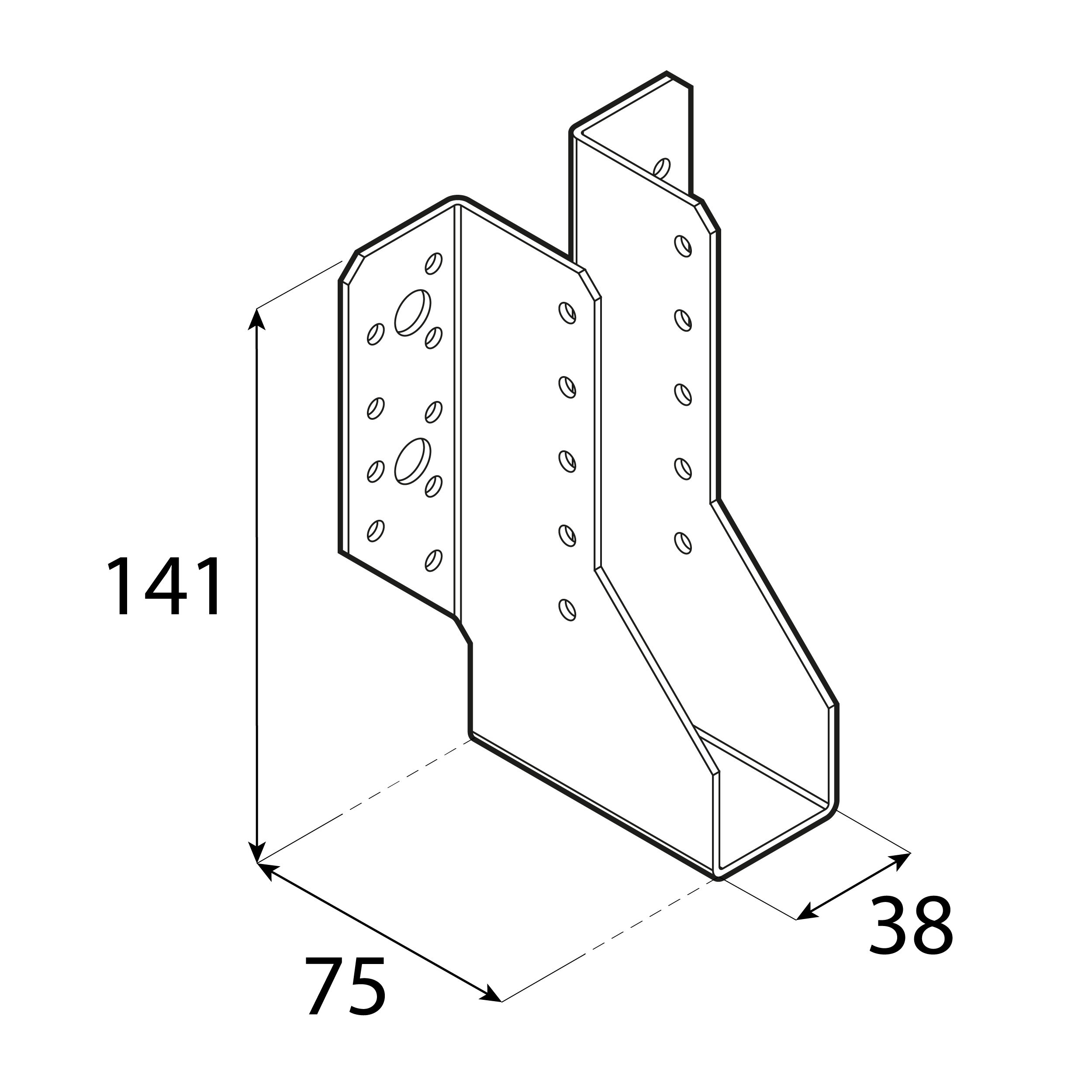 Balkenschuh Balkenträger Trägerschuh Holzverbinder - WB 3 | 38x141x75 mm | feuerverzinkt Balkenaufhänger Holzbalkenhalter WB 3, 38x141x75 mm, silber, 38x141x75x2,0 mm, Baustahl DX51D 2, Schuss 1.
