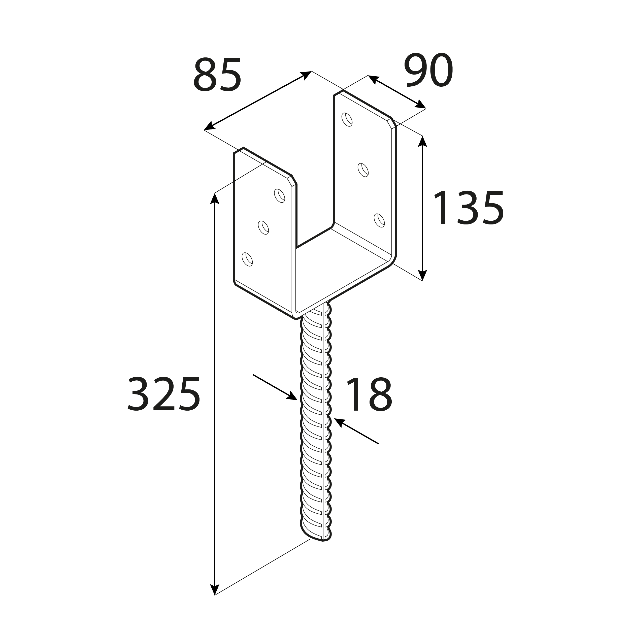 Podstawa słupa kotwa do betonu typ L - PS 84L | Srebrny - cynk ogniowy Podstawa słupa kotwa do betonu typ L - PS 84L | Srebrny - cynk ogniowy