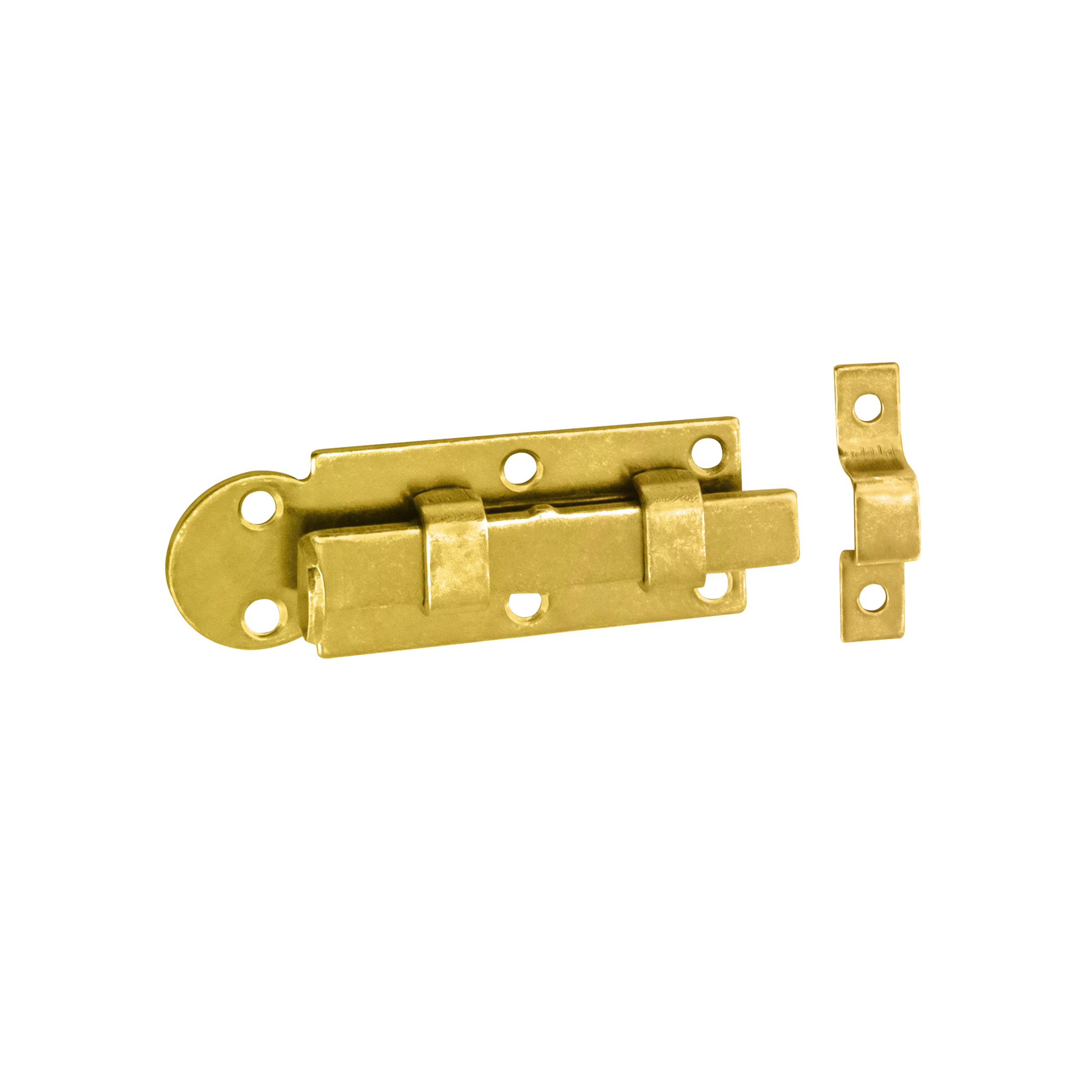 Abschließbarer Schlossriegel mit geradem Riegel für Gartentore - WZP | verzinkt | 30 mm Vorhängeschlossverschluss mit geradem Riegel für WZP-Tore, Gold, 80 mm, 80x30x3,0 mm, DC01-Baustahl.