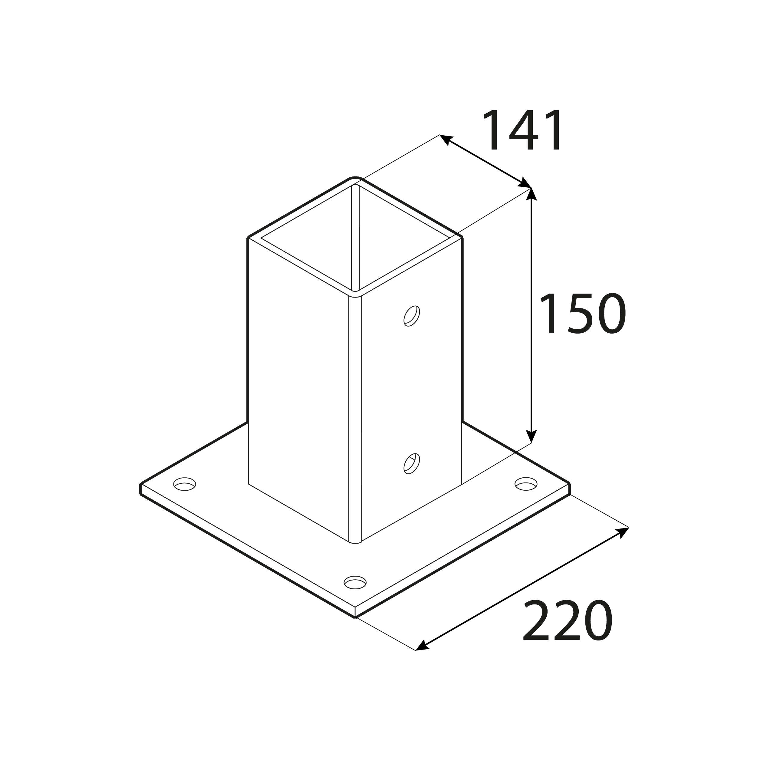 Podstawa słupa kotwa przykręcana z podstawą prostokątną - PSP | 140 mm | Srebrny Podstawa słupa kotwa przykręcana z podstawą prostokątną - PSP | 140 mm | Srebrny