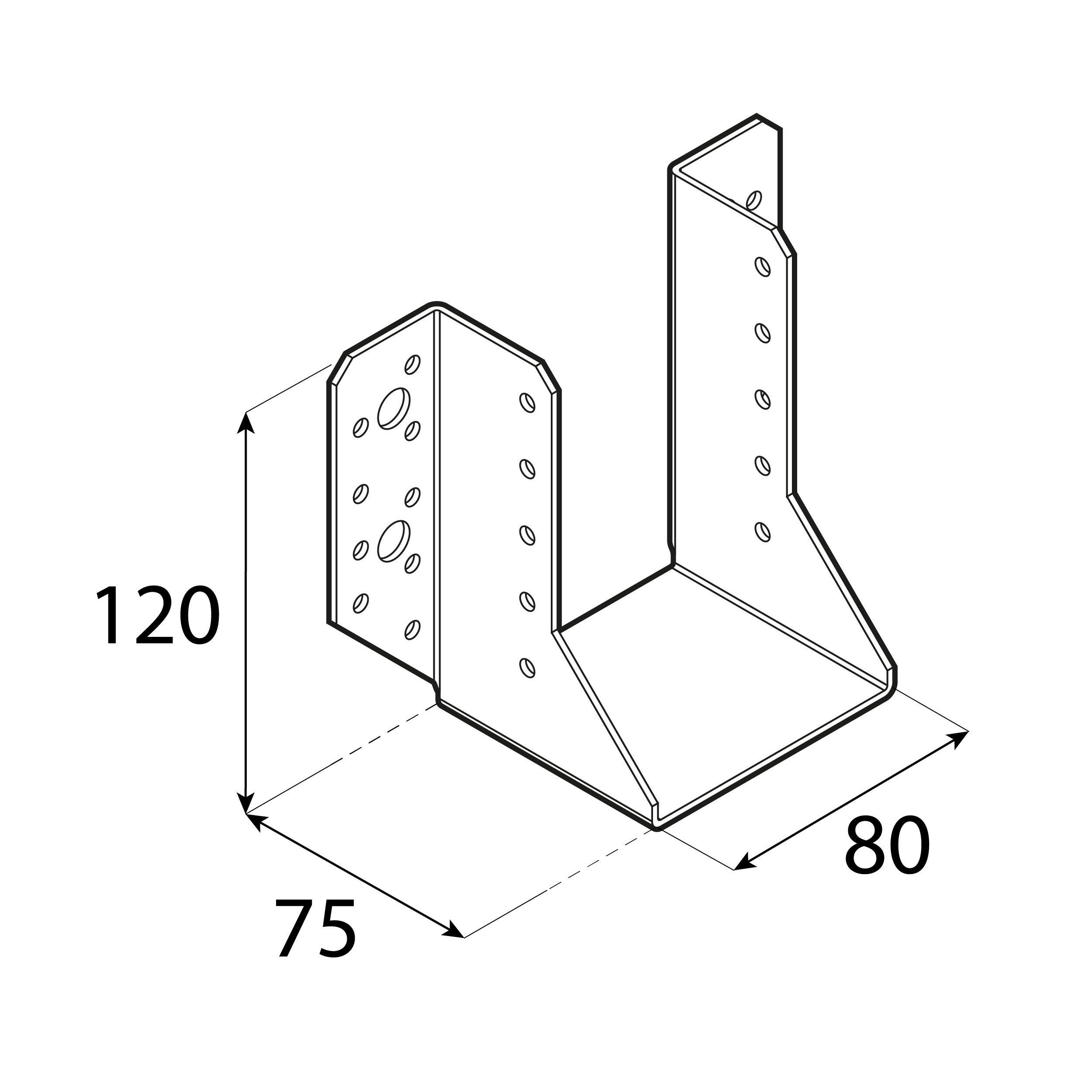 Wieszak belki uchwyt belki drewnianej - WB 26 | 80x120x75 mm | Srebrny