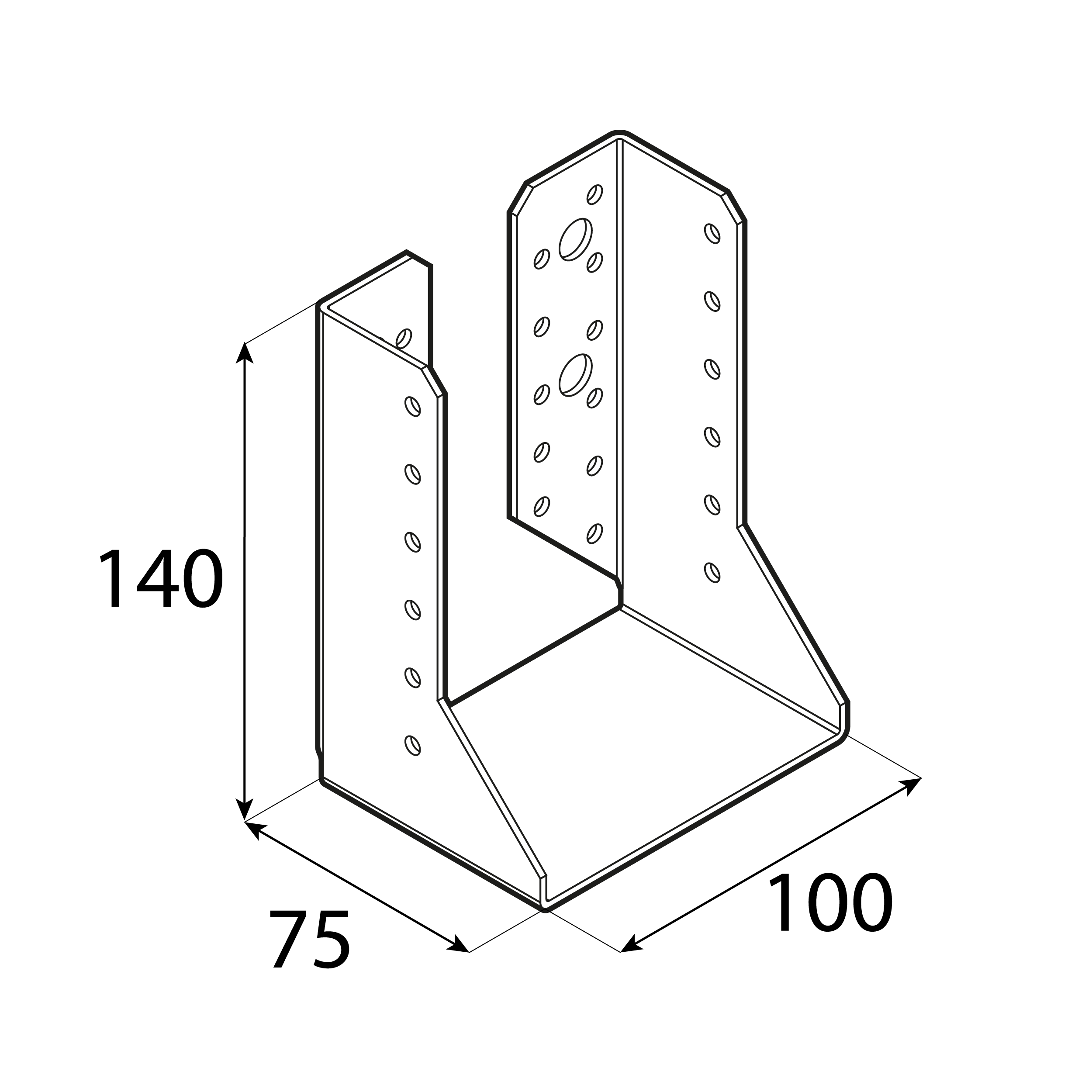 Wieszak belki uchwyt belki drewnianej zagięty - WBZ 30 | 100x140x75 mm | Srebrny Wieszak belki uchwyt belki drewnianej zagięty - WBZ 30 | 100x140x75 mm | Srebrny