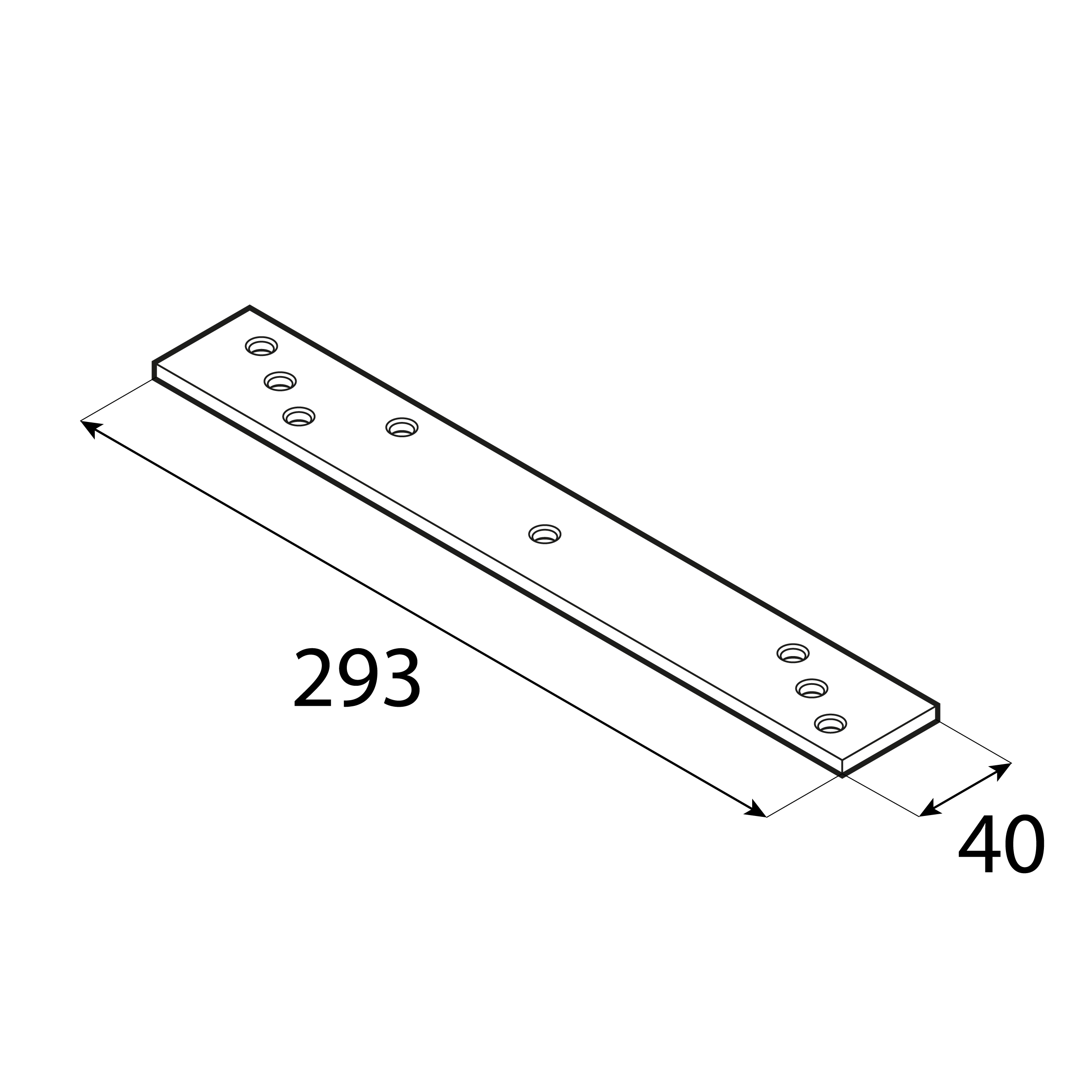 Łącznik płaski gruby wzmocniony płaskownik - LG 3 | 293x40 mm | 5 mm | Złoty