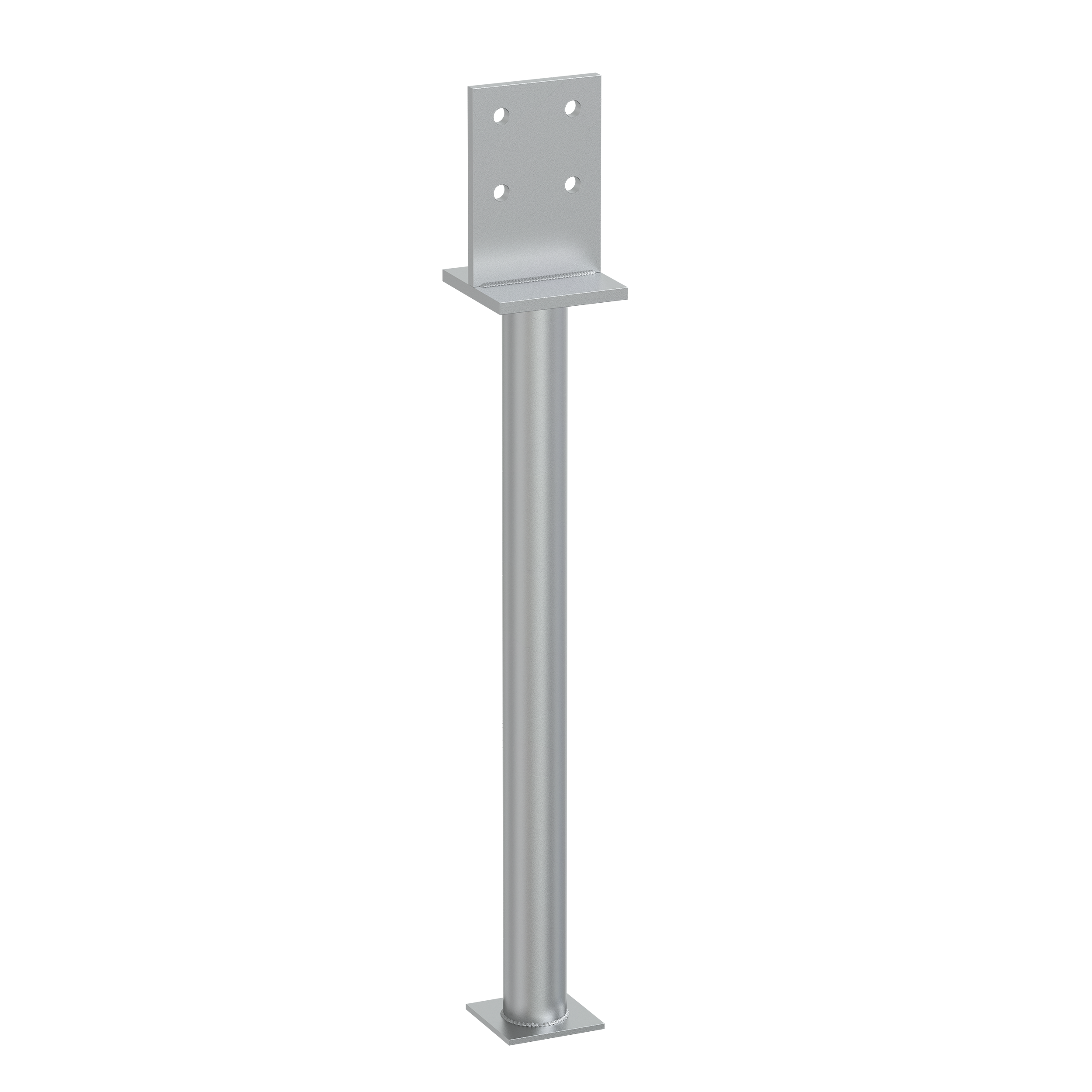 T Pfostenträger zum Einbetonieren versenkt mit langem Rohr Pfostenanker Stützen Betonanker - PSW 90 R500 | 90-120 mm | 641 mm | feuerverzinkt T-förmiger Mastfuß, versenktes langes Rohr PSW 90 R500, 90–120 mm, 641 mm, 90 x 641 x 130 x 8,0 mm.