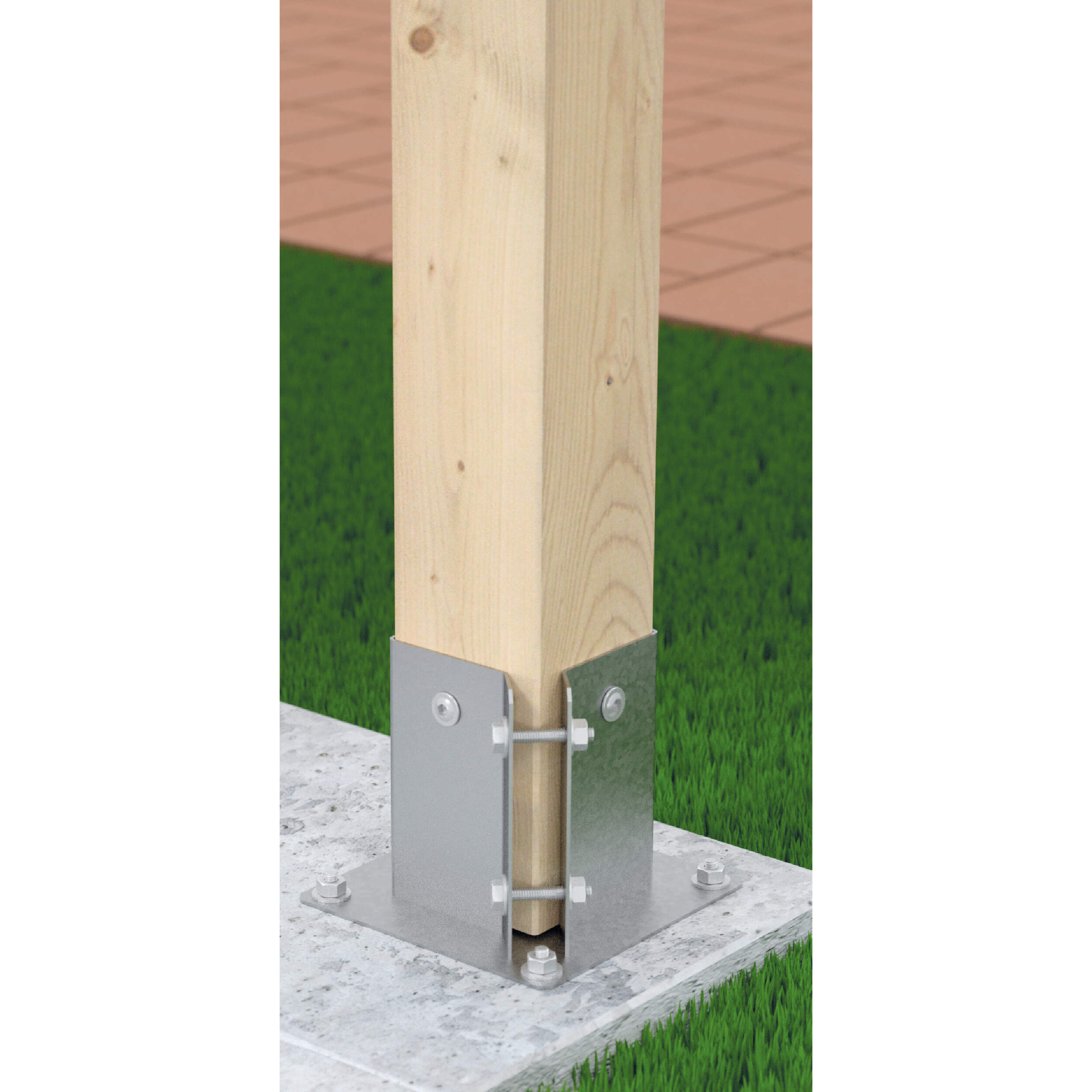 Pfostenträger zum aufdübeln Aufschraubhülse mit rechteckiger Grundplatte höhenverstellbar - PSPA | 120 mm | verzinkt Stangenfuß mit rechteckiger Basis, verstellbares PSPA, 120 mm, silber, 121x150x2,0 mm 1.