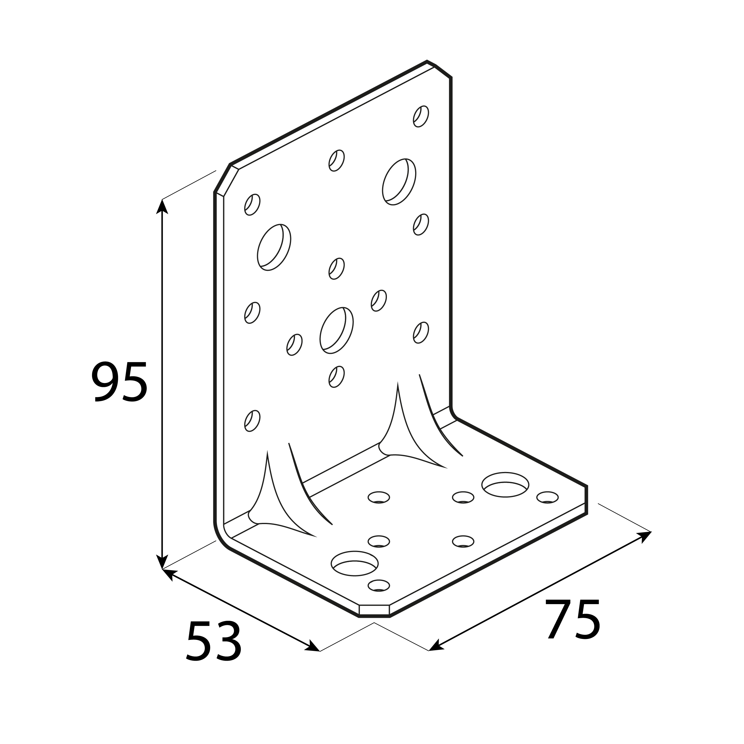 Kątownik ciesielski wzmocniony z przetłoczeniem - KPK 12 | 95x53x75 mm | 2,5 mm Kątownik ciesielski wzmocniony z przetłoczeniem - KPK 12 | 95x53x75 mm | 2,5 mm