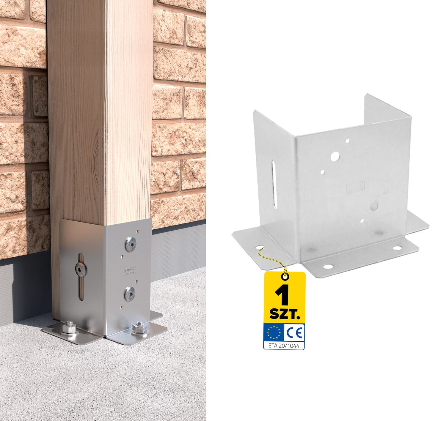 Podstawa słupa kotwa przykręcana otwarta z regulacją - PSD DX | 150 mm | Srebrny Podstawa słupa kotwa przykręcana otwarta z regulacją - PSD DX | 150 mm | Srebrny