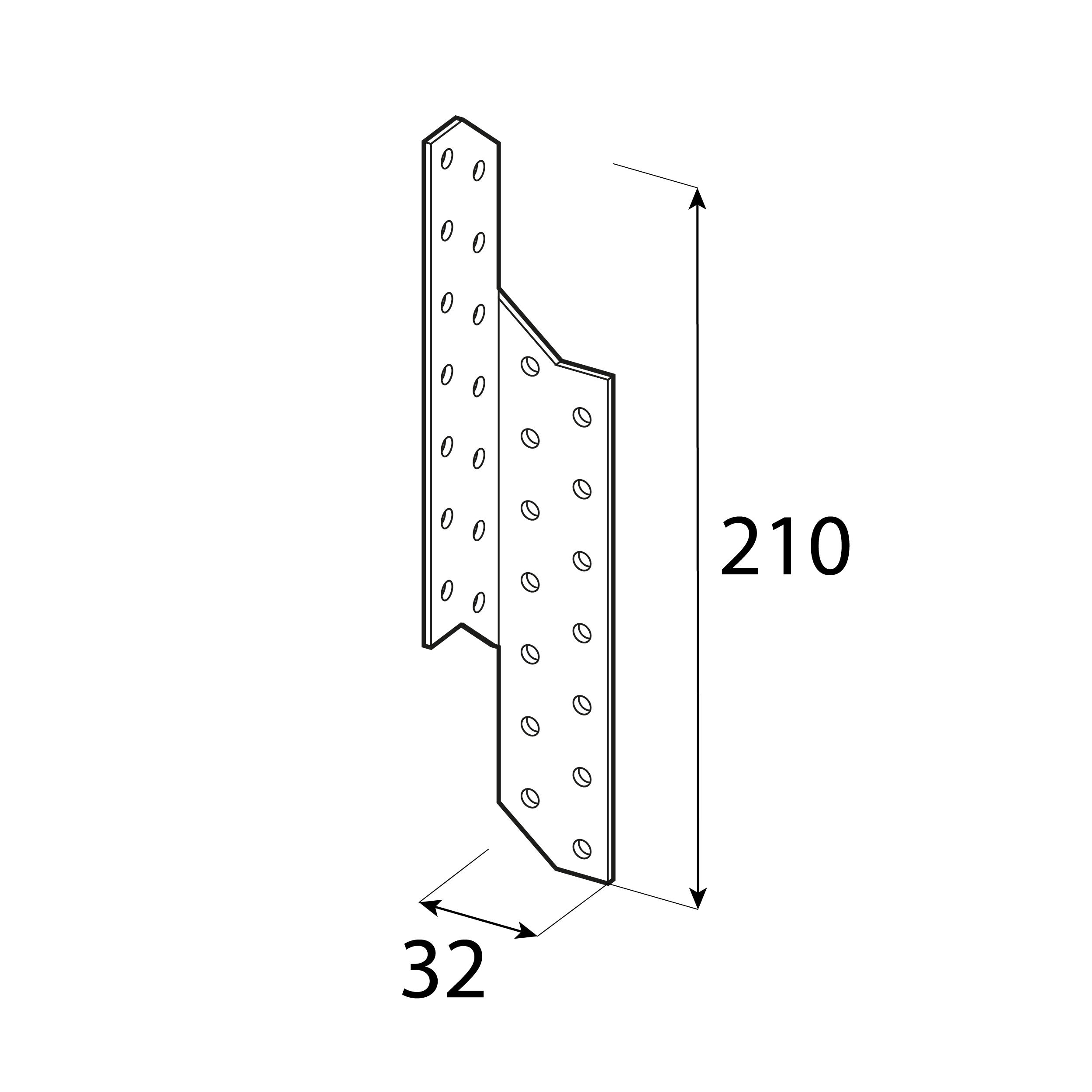 Łącznik krokwiowy prawy - LK 4 | 210x32 mm | 2 mm Łącznik krokwiowy prawy - LK 4 | 210x32 mm | 2 mm