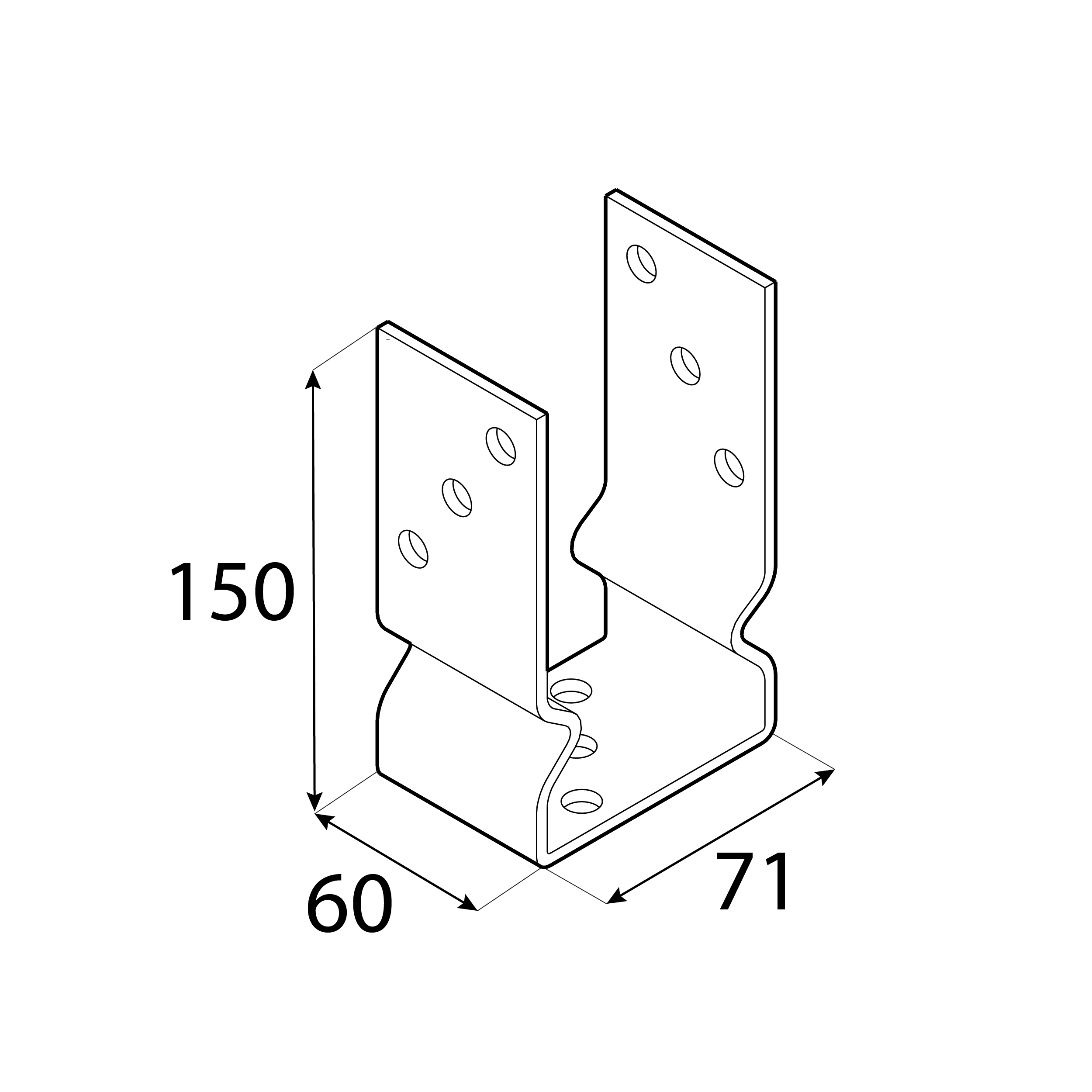 Podstawa słupa kotwa przykręcana do betonu typ U z odsadzeniem - PSOZ | 70 mm | Srebrny