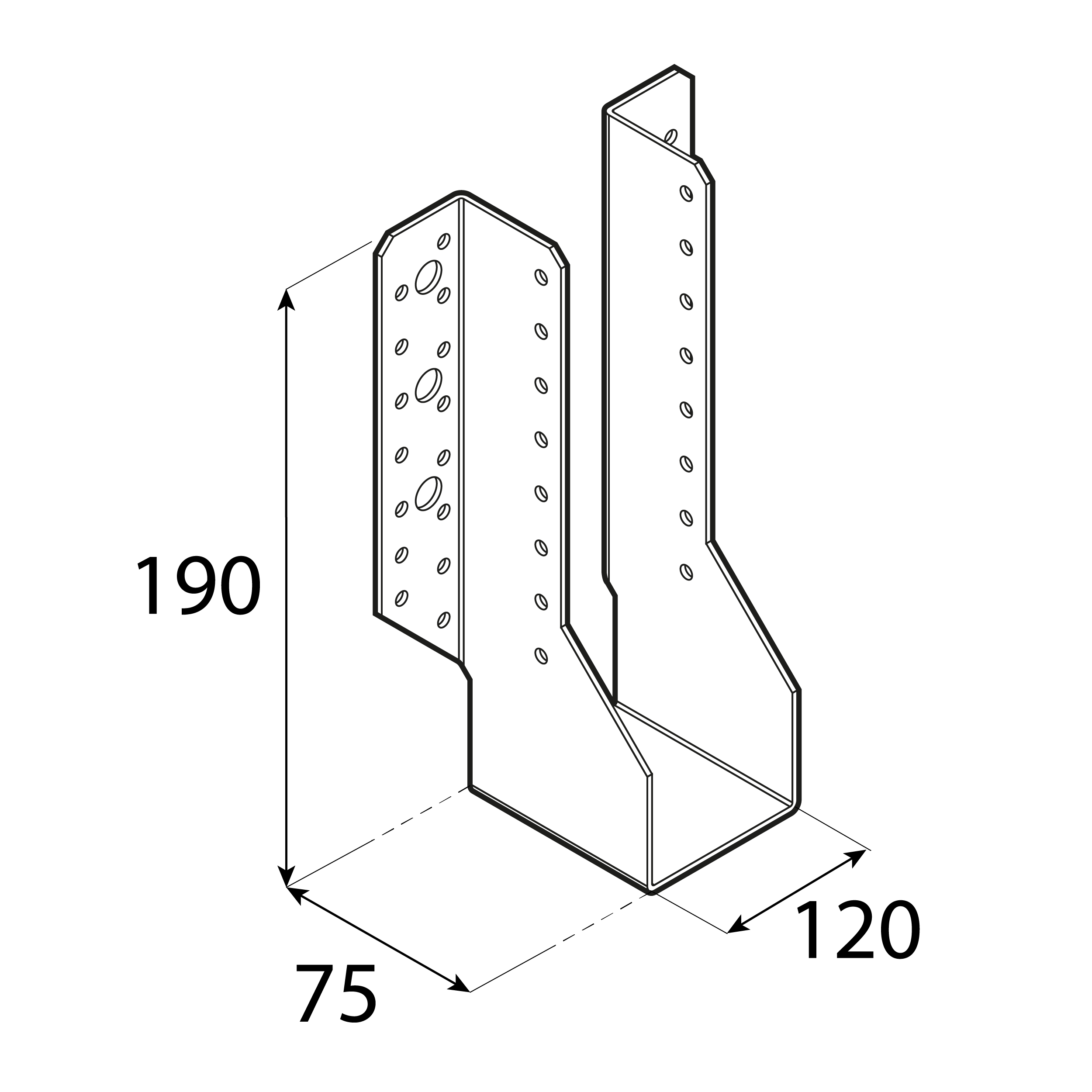 Wieszak belki uchwyt belki drewnianej - WB 36 | 120x190x75 mm | Srebrny