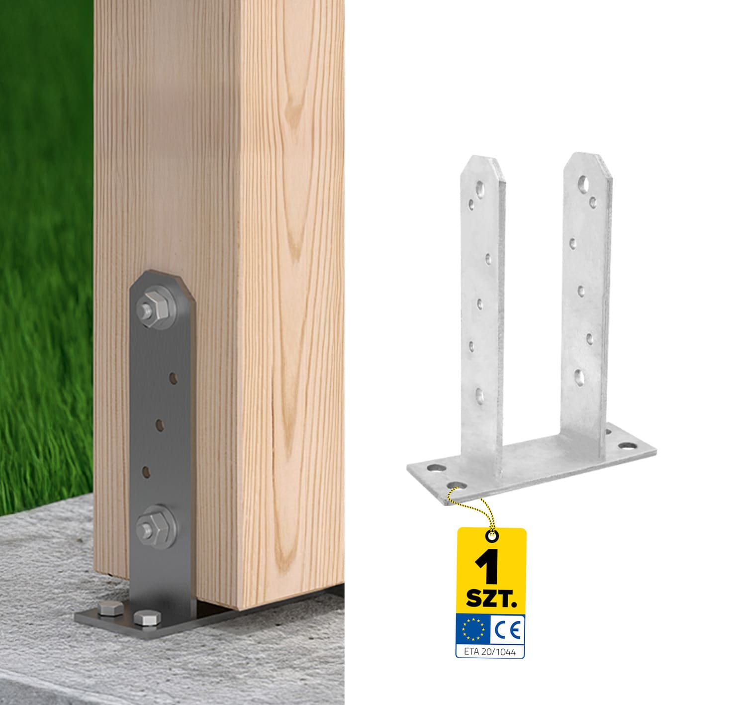 Pfostenträger zum aufdübeln U-Form Pfostenanker Typ TT - PST | 70 x 200 mm | feuerverzinkt Säulenfuß, Betonwandanker, Typ U PST, 70x200 mm.