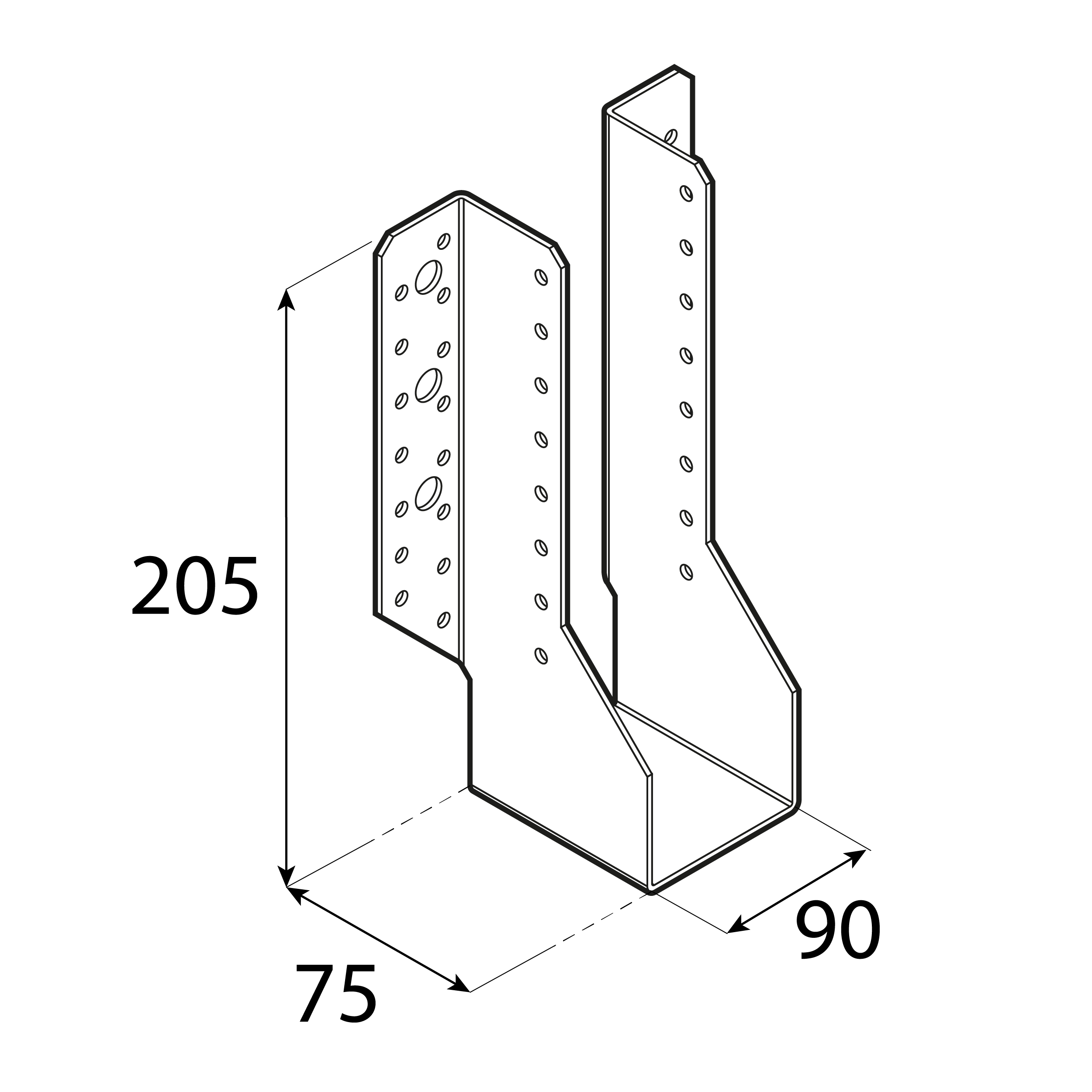 Balkenschuh Balkenträger Trägerschuh Holzverbinder - WB 62 | 90x205x75 mm | feuerverzinkt Balkenaufhänger Holzbalkenhalter WB 62, 90x205x75 mm, silber, 90x205x75x2,0 mm, Baustahl DX51D 2, Schuss 1.