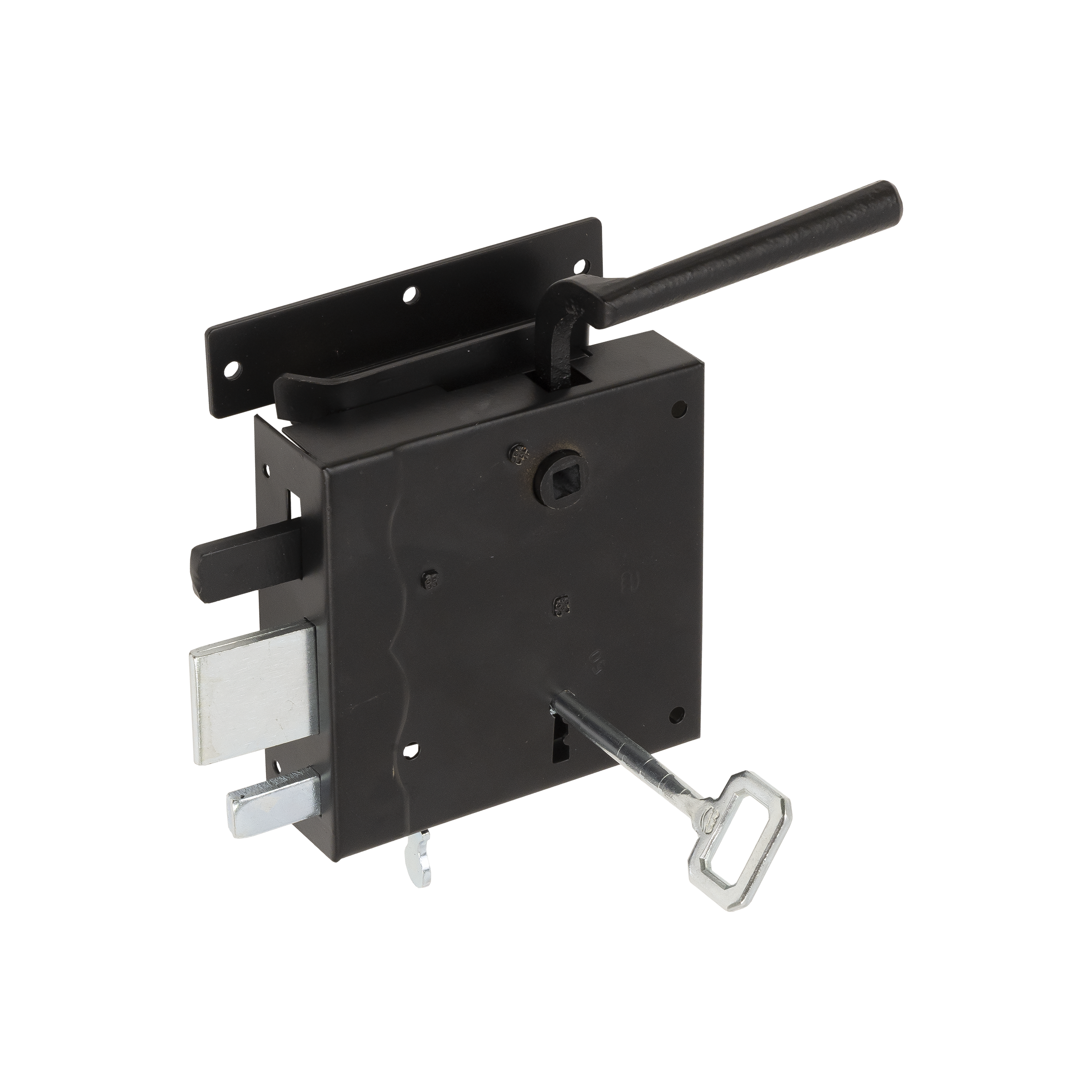 Zamek wiejski do bramy retro stalowy prawy - WHW  | Czarny | 100 mm