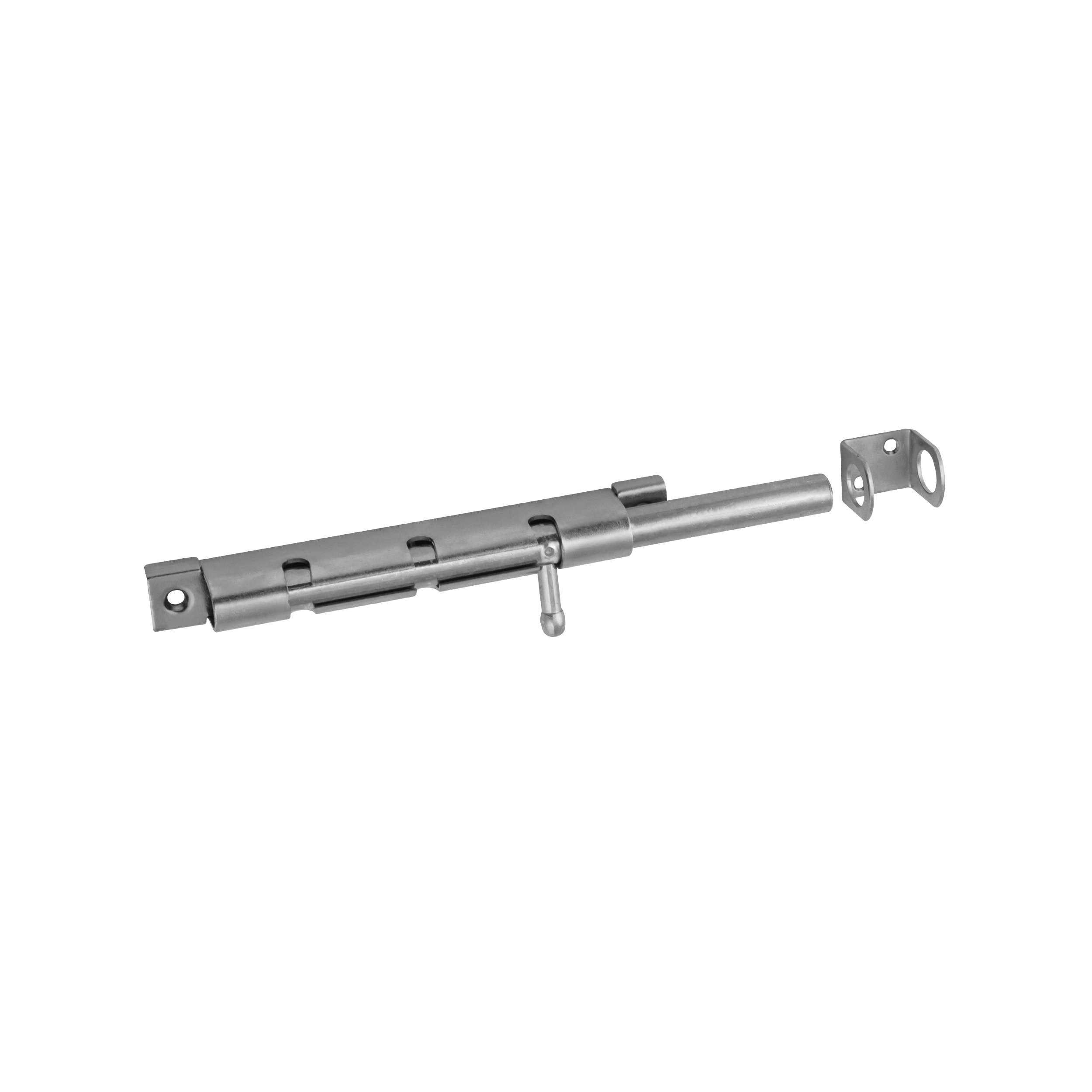 Schlossriegel mit rundem Riegel für Gartentore - WOS | silber | 16 mm Riegel mit Rundriegel WOS 150, 150 mm, silber, 150x16 mm.