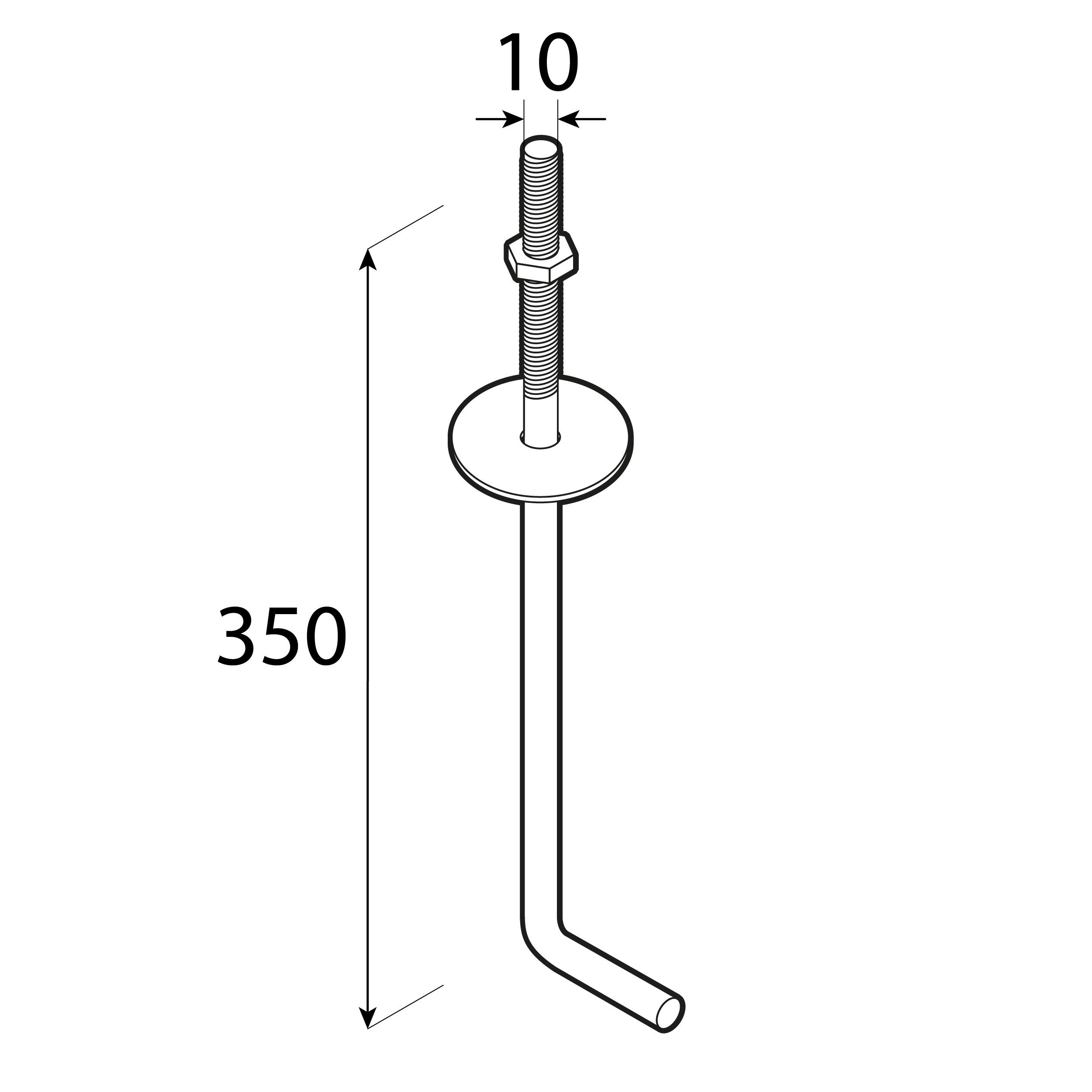 Schwellenhalter Mauerlattenanker Sparrenanker Bauanker geölt - SK 350 | 350 mm Bauanker für Wandpaneele SK 350, 350 mm, Baustahl S235.