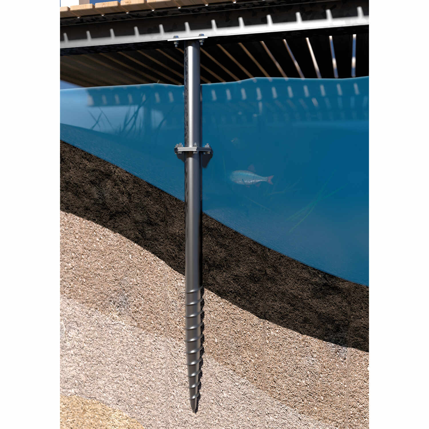 Verlängerung für PWM/PWF Bodenhülse sechseckiger Flansch - PWC | 1000 mm PWM/PWF-Basisverlängerung, sechseckiger PWC-Flansch, 1000 mm, S235-Baustahl, silber 1.
