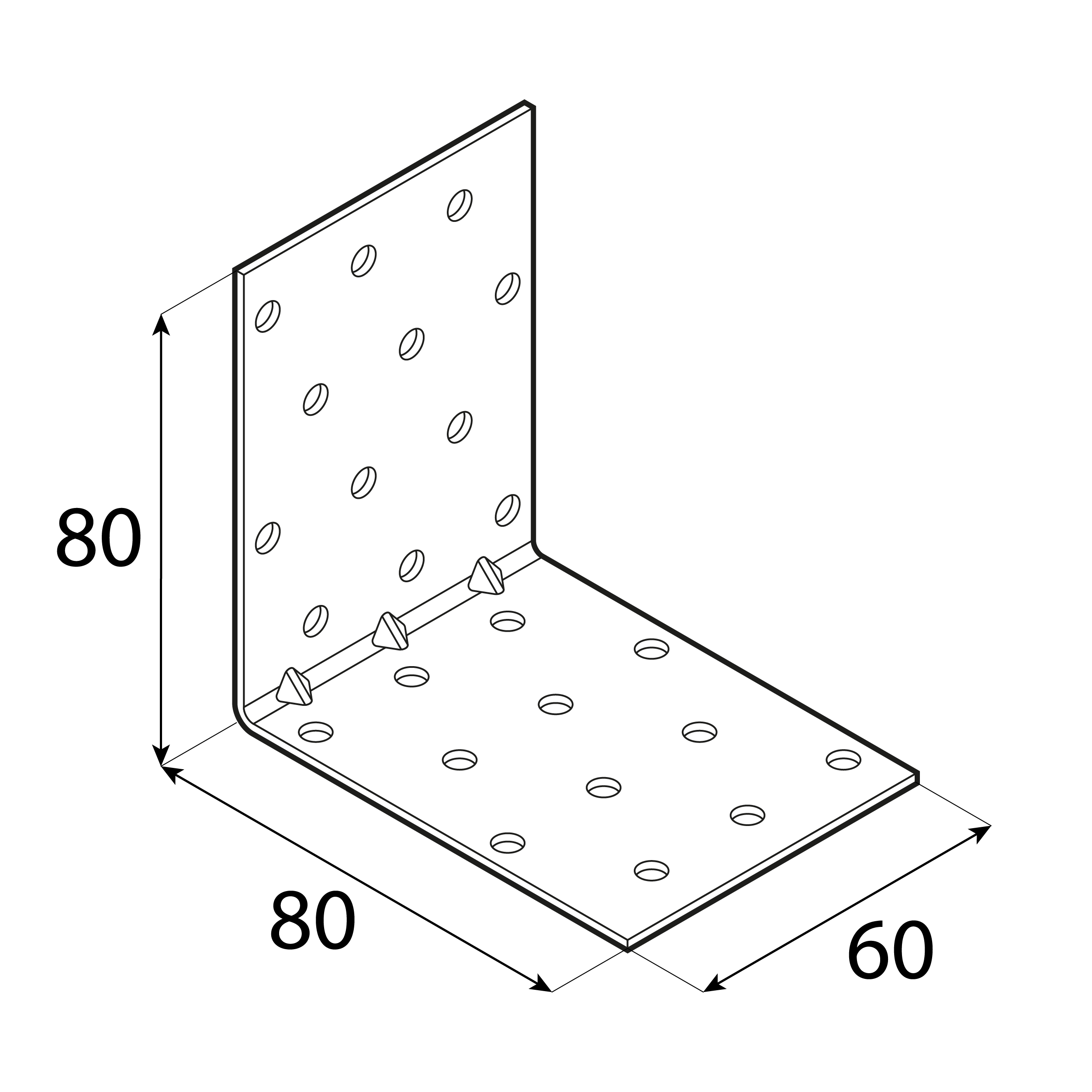 Kątownik montażowy przetłoczony - KMP 8 | 80x80x60 mm | 20 szt