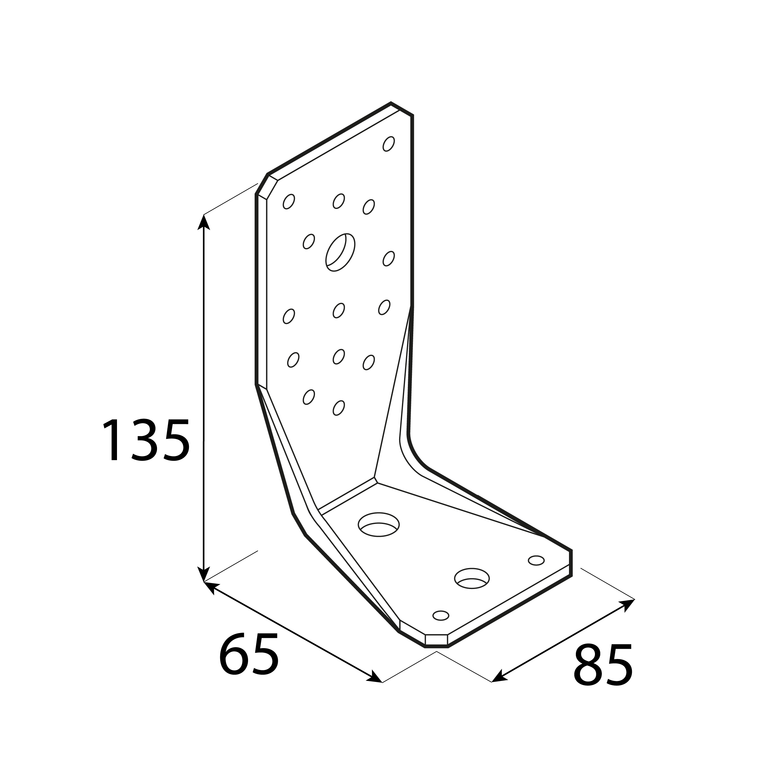 Schwerlastwinkel Holz-Beton Betonanker Ankerwinkel feuerverzinkt - LBZ 135 | 135x65x85 mm | 4 mm Stahlbetonwinkel LBZ 135, 135x65x85 mm, 4 mm, 135x65x86x4,0 mm, silber, Baustahl S235.