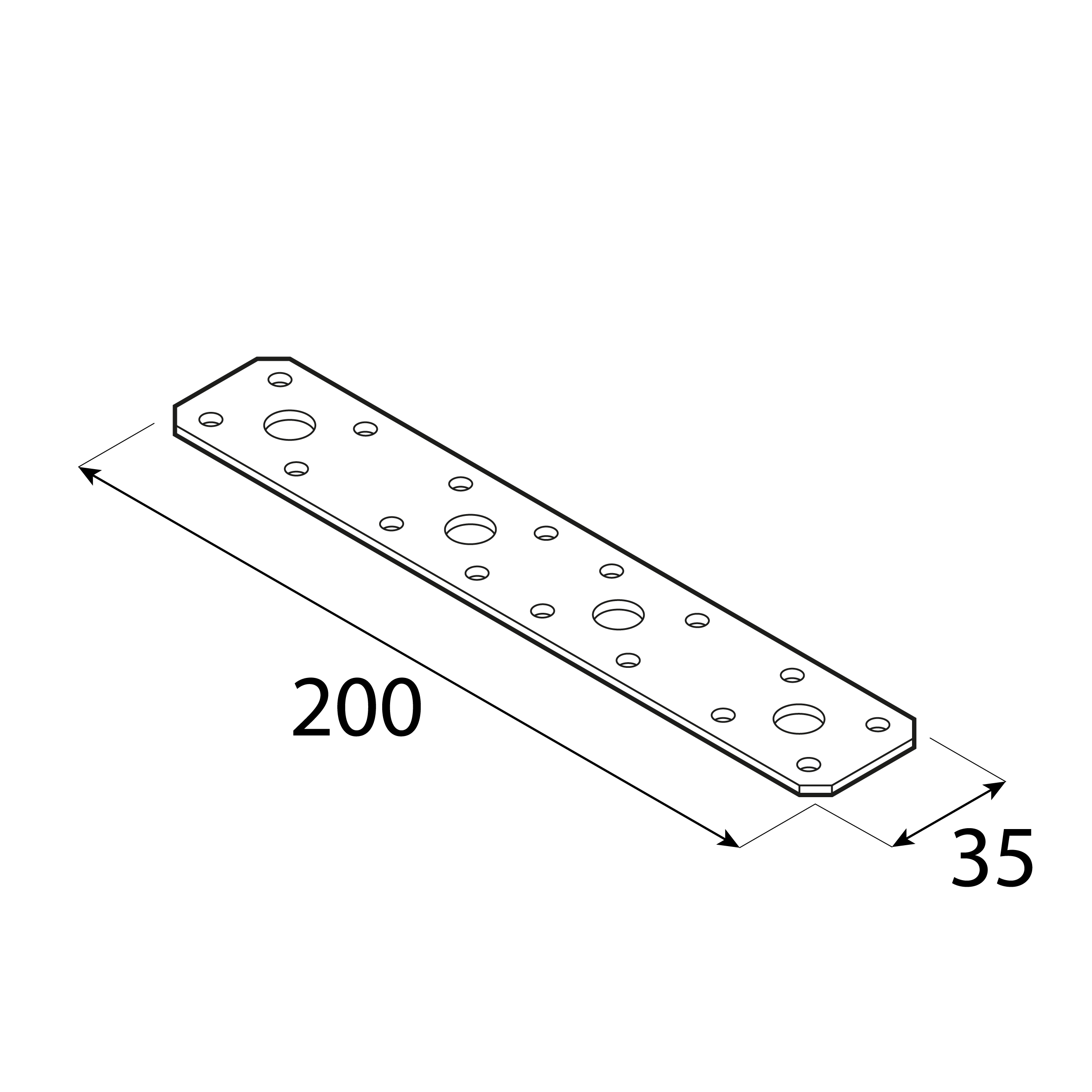 Flachverbinder Lochplatte Verbindungsblech Holzverbinder feuerverzinkt - LP 3 | 200x35 mm | 2,5 mm Flachverbinder Flachstange LP 3, 200x35 mm, 2,5 mm, 200x35x2,5 mm, DX51D Baustahl, Silber, Schuss 2.