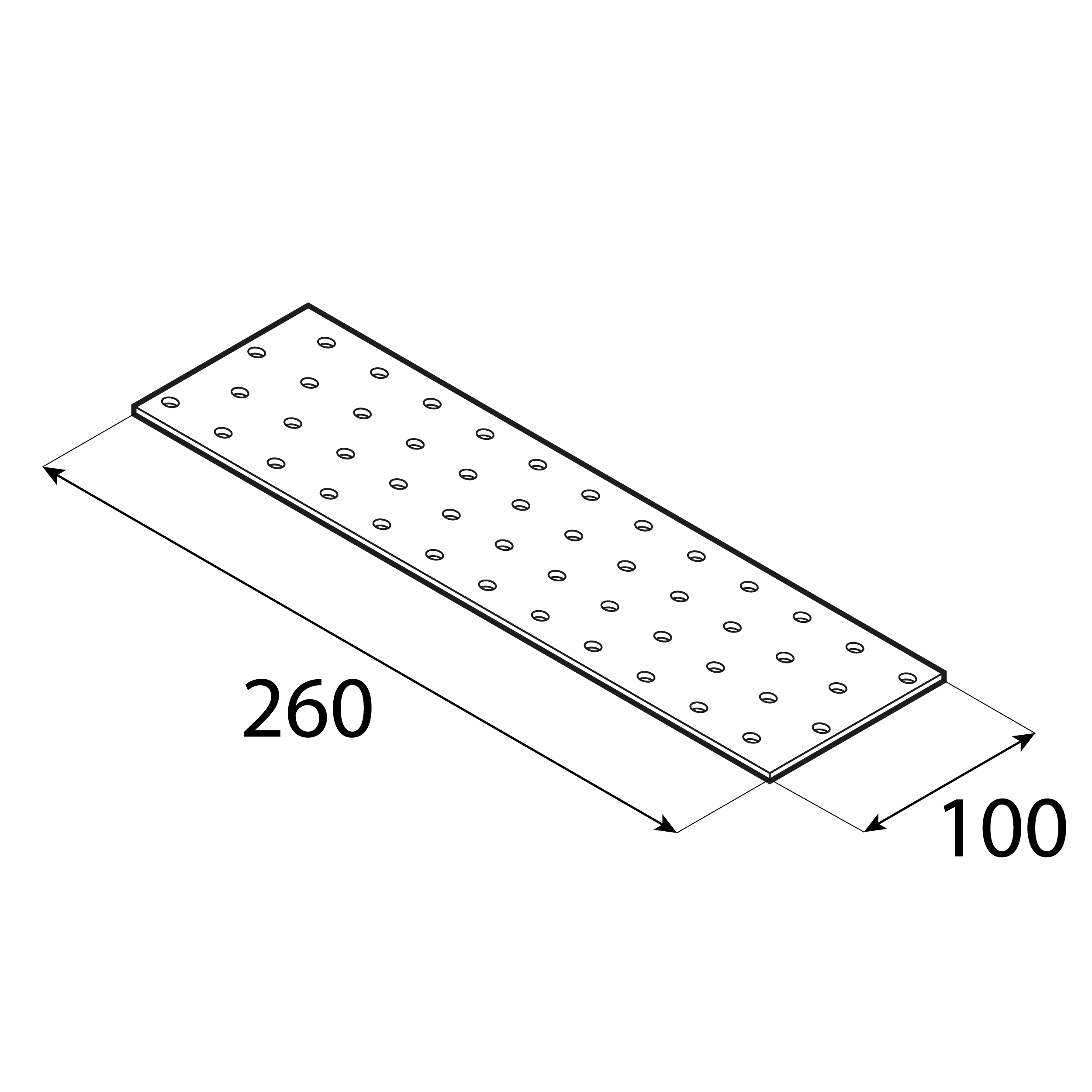 Płytka perforowana płaskownik - PP 14 | 260x100 mm | 2 mm Płytka perforowana płaskownik - PP 14 | 260x100 mm | 2 mm