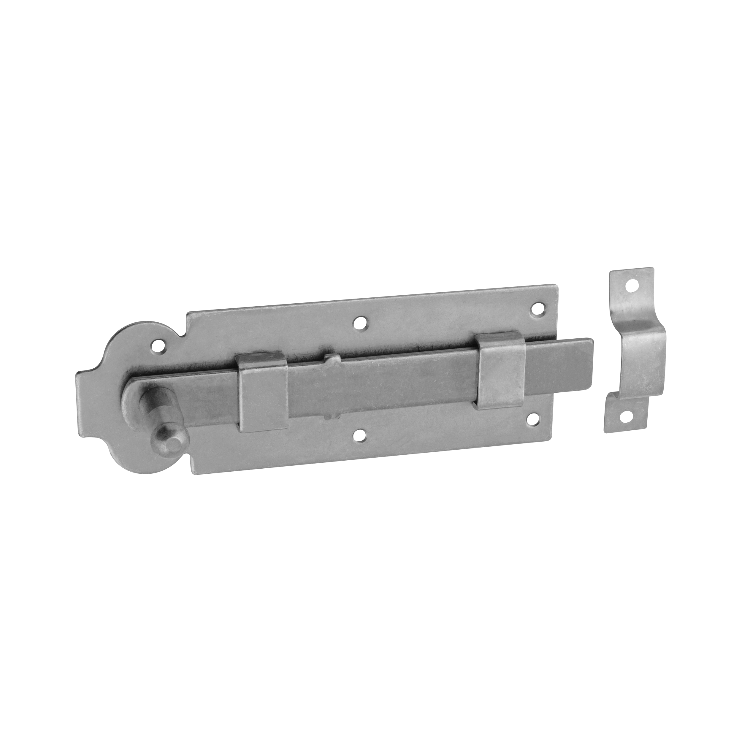 Schlossriegel mit geradem Riegel für Gartentore - W | silber | 65 mm Riegel mit geradem Riegel B 180, 180 mm, silber, 180x65x5,0 mm, Baustahl DC01.