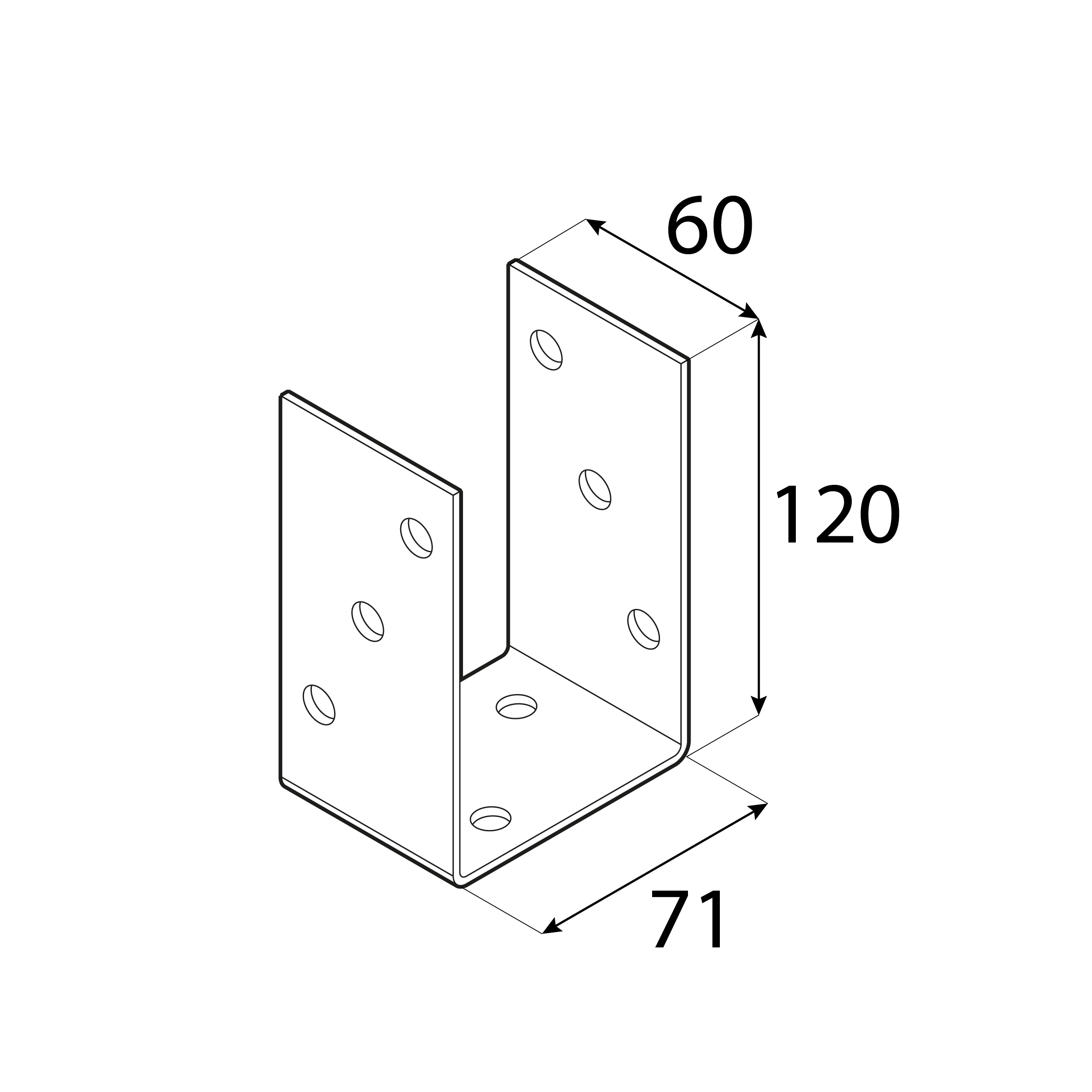 Pfostenträger zum aufdübeln U-Form universal - PSO | 70 mm | Gold Säulenfuß-Schraubanker auf Beton, Typ U, Universal-PSO, 70 mm, Gold, 71x120x60x4,0 mm 2.