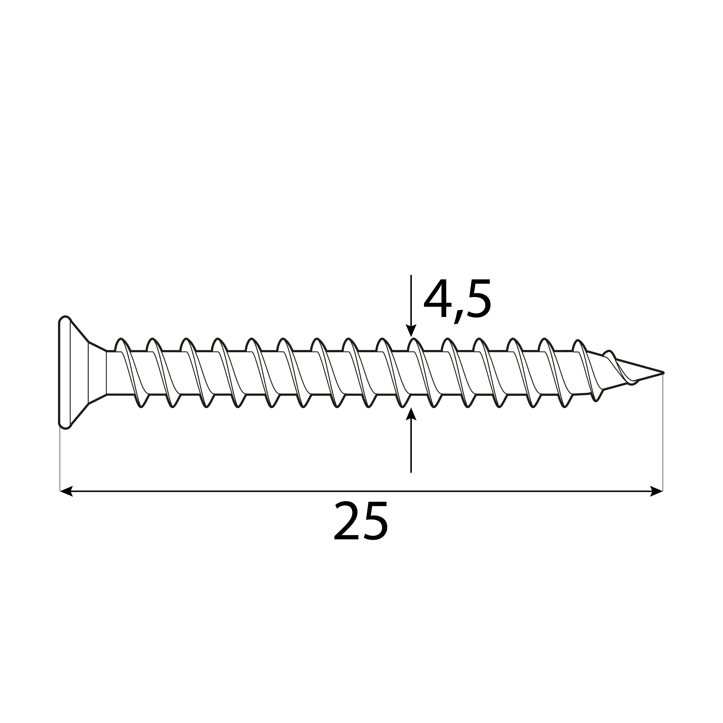Schrauben für Pfostenträger - ZAS | 4,5 x 25 mm | schwarz | 10 Stk. ZAS Gartenarchitekturschrauben, 4,5x25 mm, schwarz, 12 Stk., gehärteter Kohlenstoffstahl.