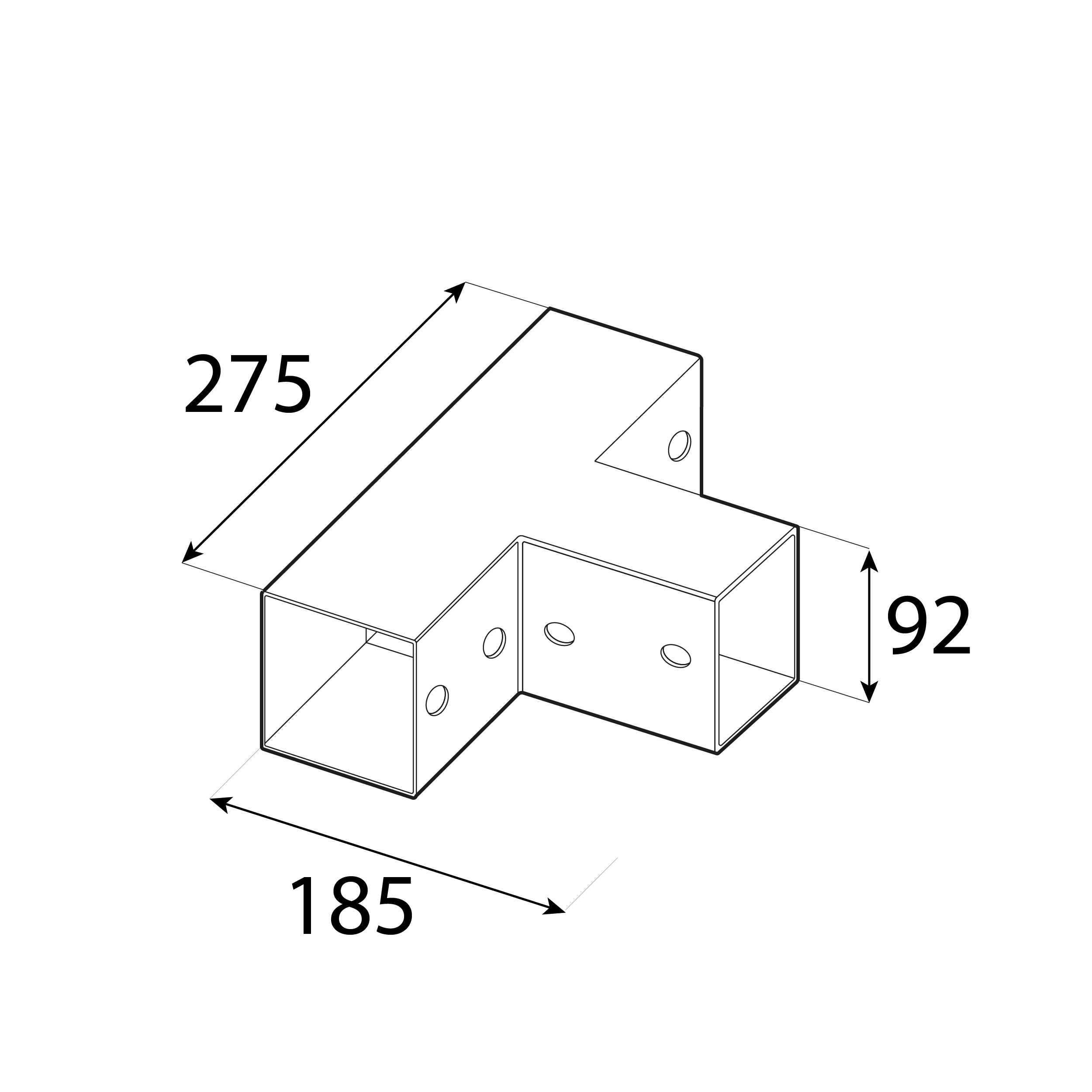 Łącznik belki kwadratowej do pergoli ciesielski - GPT 90 | 92x185x275 mm | czarny