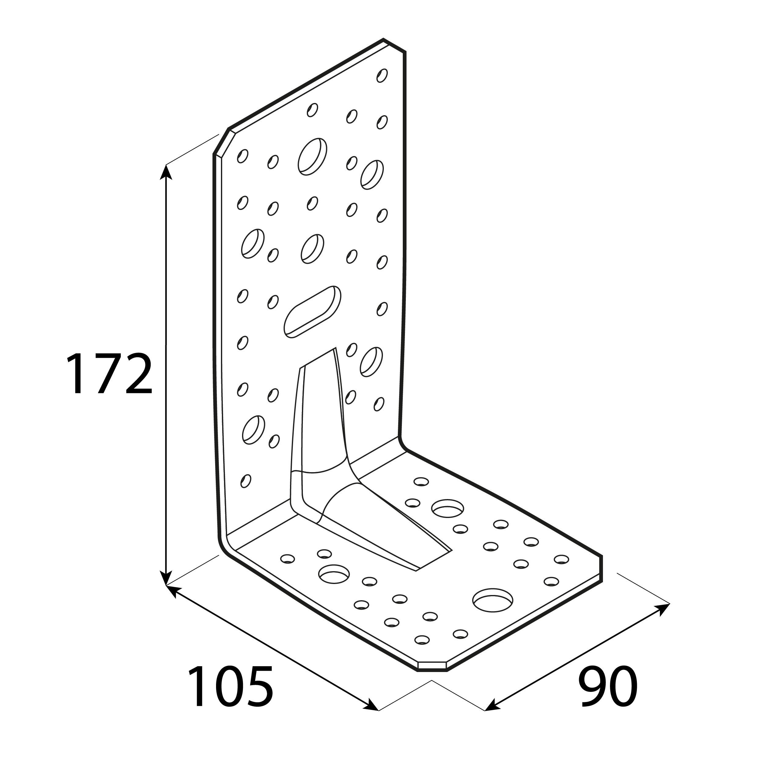 Kątownik ciesielski wzmocniony z przetłoczeniem - KP 6 | 172x105x90 mm | 3 mm Kątownik ciesielski wzmocniony z przetłoczeniem - KP 6 | 172x105x90 mm | 3 mm