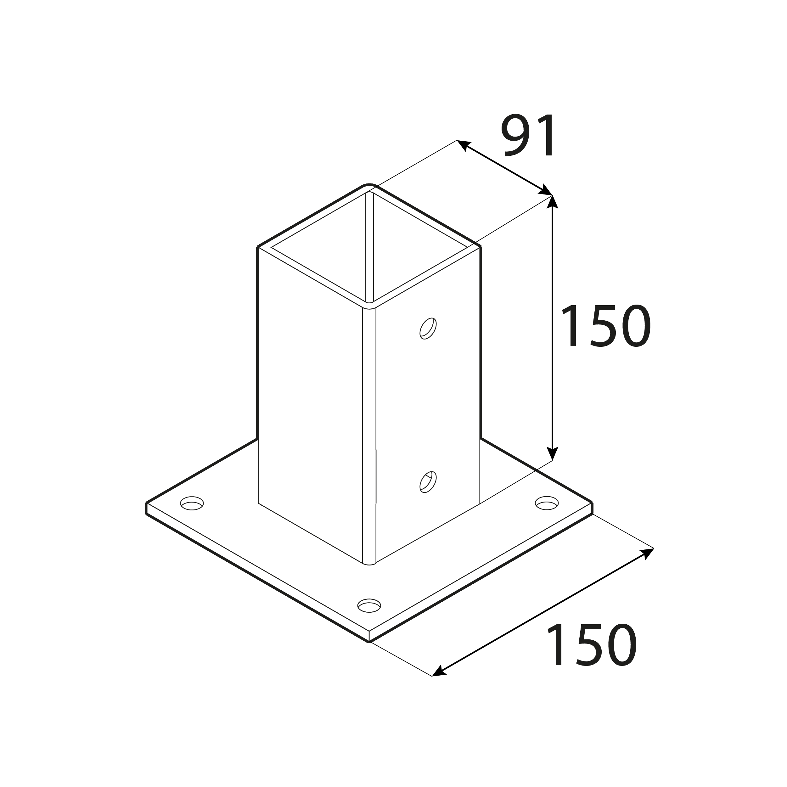 Podstawa słupa kotwa przykręcana z podstawą prostokątną - PSP | 90 mm | Srebrny Podstawa słupa kotwa przykręcana z podstawą prostokątną - PSP | 90 mm | Srebrny