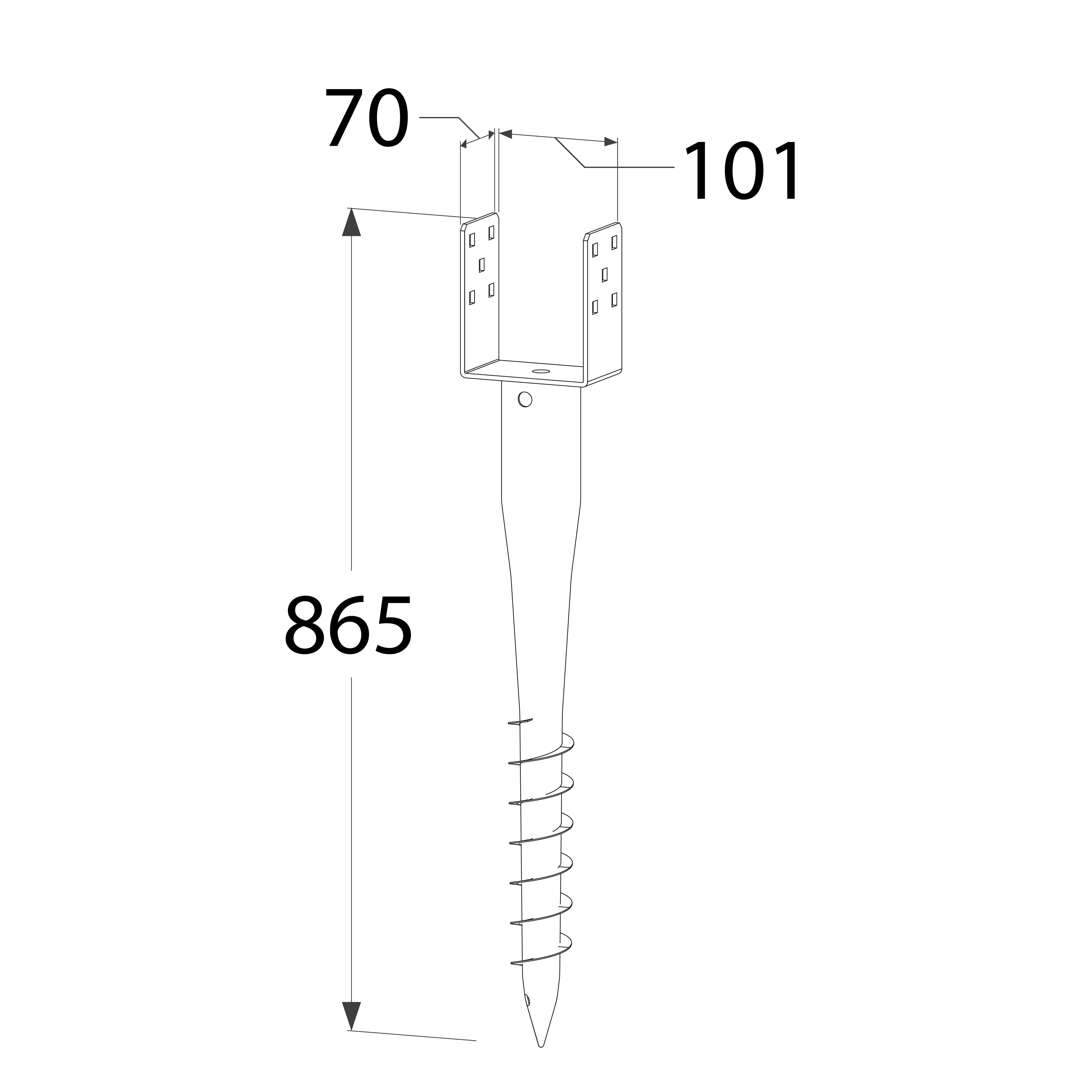 Podstawa słupa wkręcana do gruntu świder - PWU | 100x865 mm Podstawa słupa wkręcana do gruntu świder - PWU | 100x865 mm