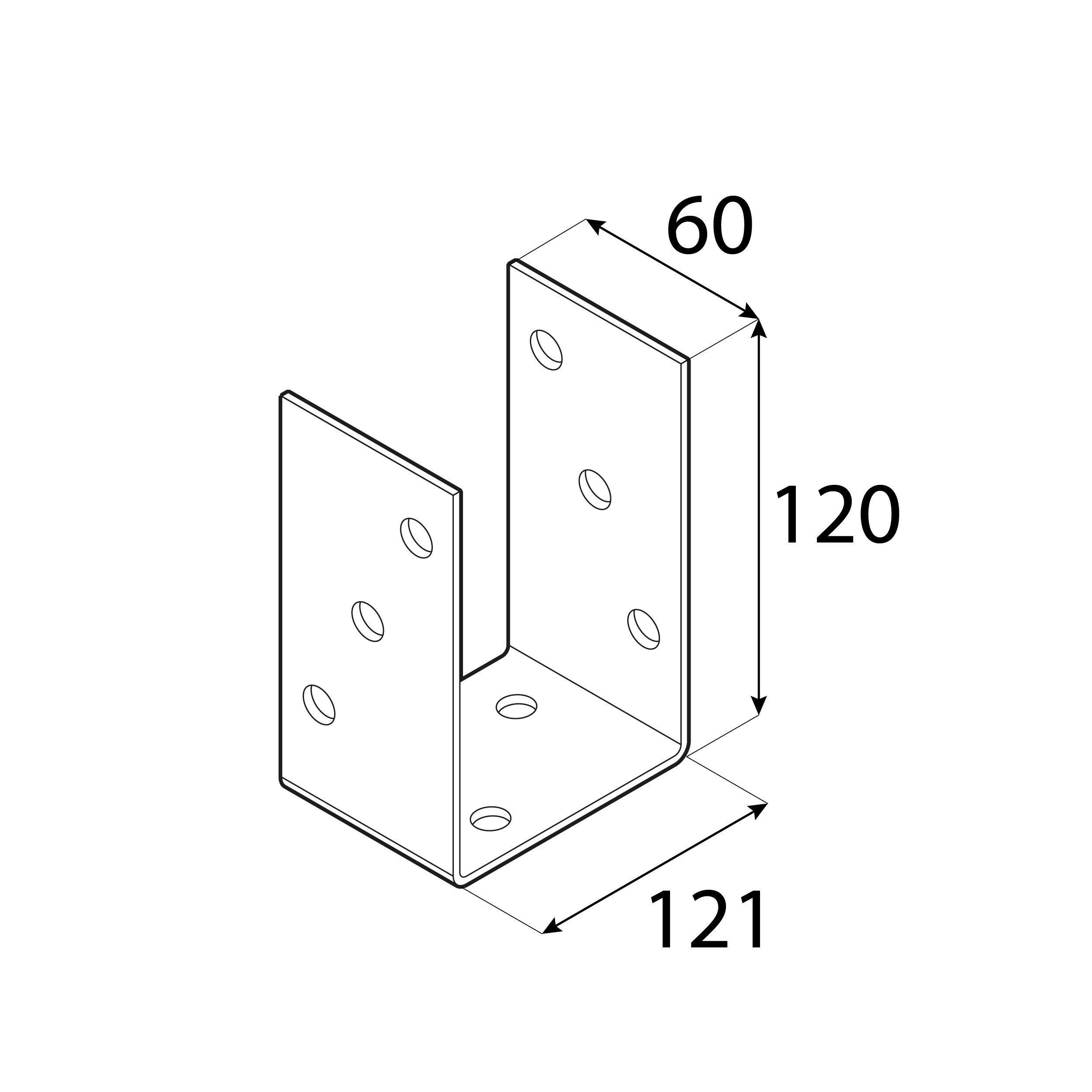 Pfostenträger zum aufdübeln U-Form universal - PSO | 120 mm | feuerverzinkt Säulenfuß-Schraubanker auf Beton, Typ U, Universal PSO, 120 mm, silber, 121x120x60x4,0 mm 2.