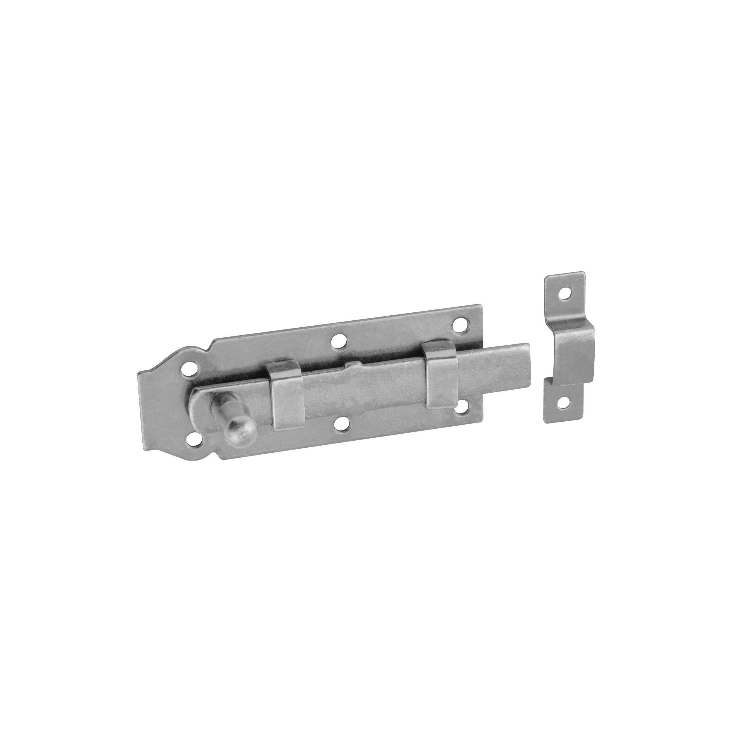 Schlossriegel mit geradem Riegel für Gartentore - W | silber | 45 mm Riegel mit geradem Riegel B 120, 120 mm, silber, 120x45x6,0 mm, Baustahl DC01.