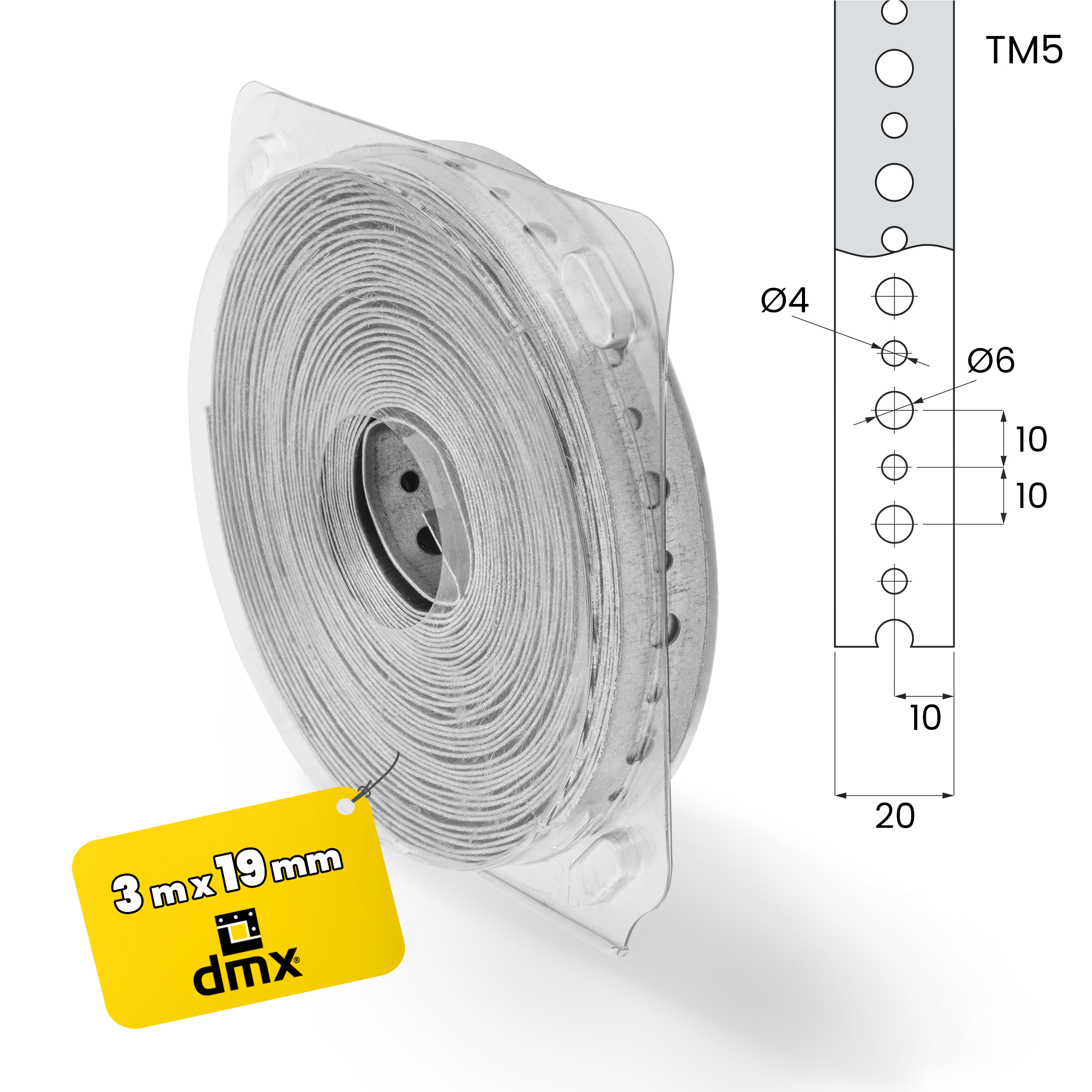 Taśma montażowa perforowana stal - TM 5 | 3 m | Srebrny | TM 5 Taśma montażowa perforowana stal - TM 5 | 3 m | Srebrny | TM 5