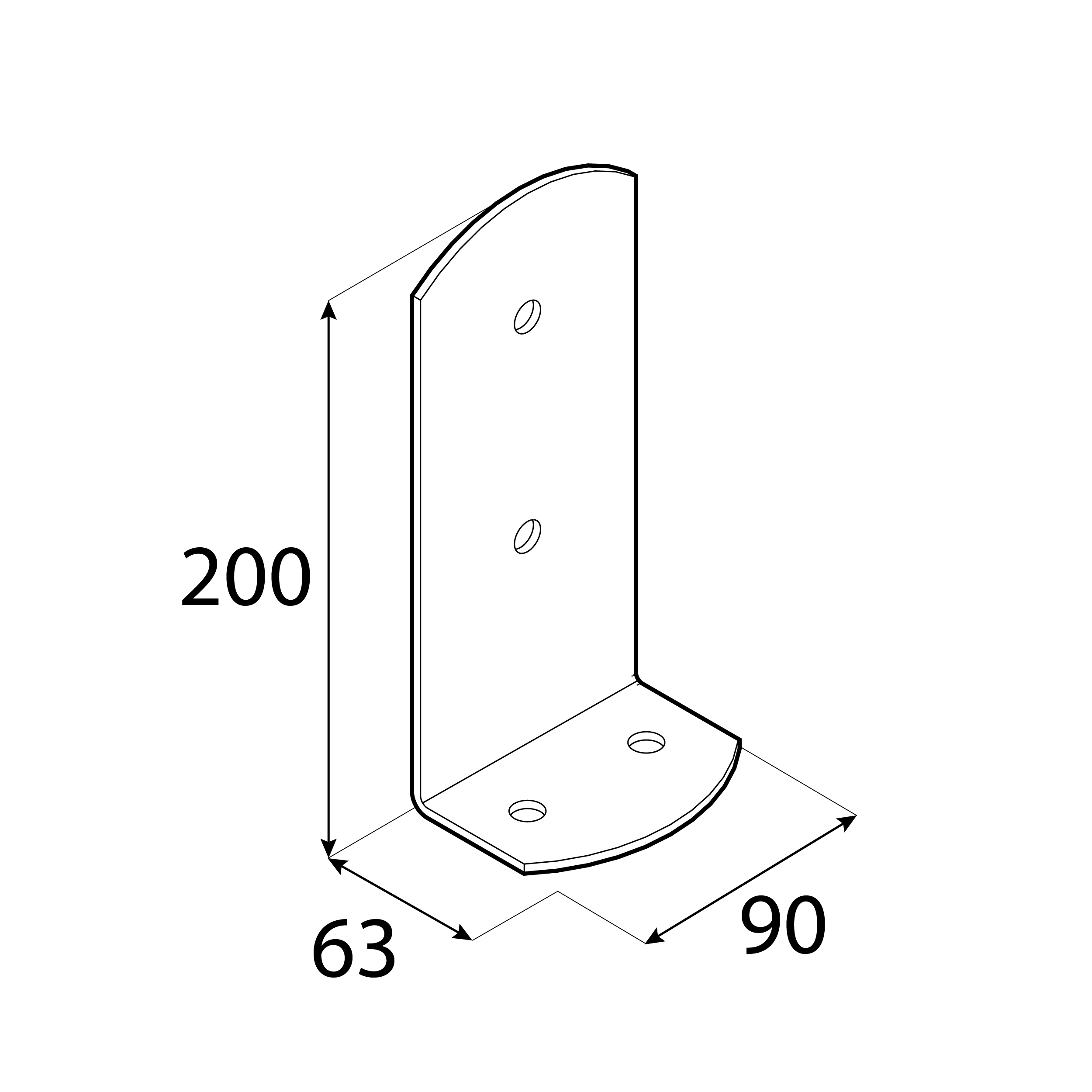 Podstawa słupa kotwa przykręcana do betonu lekka typ L  - PSC | 90x200 mm | Srebrny