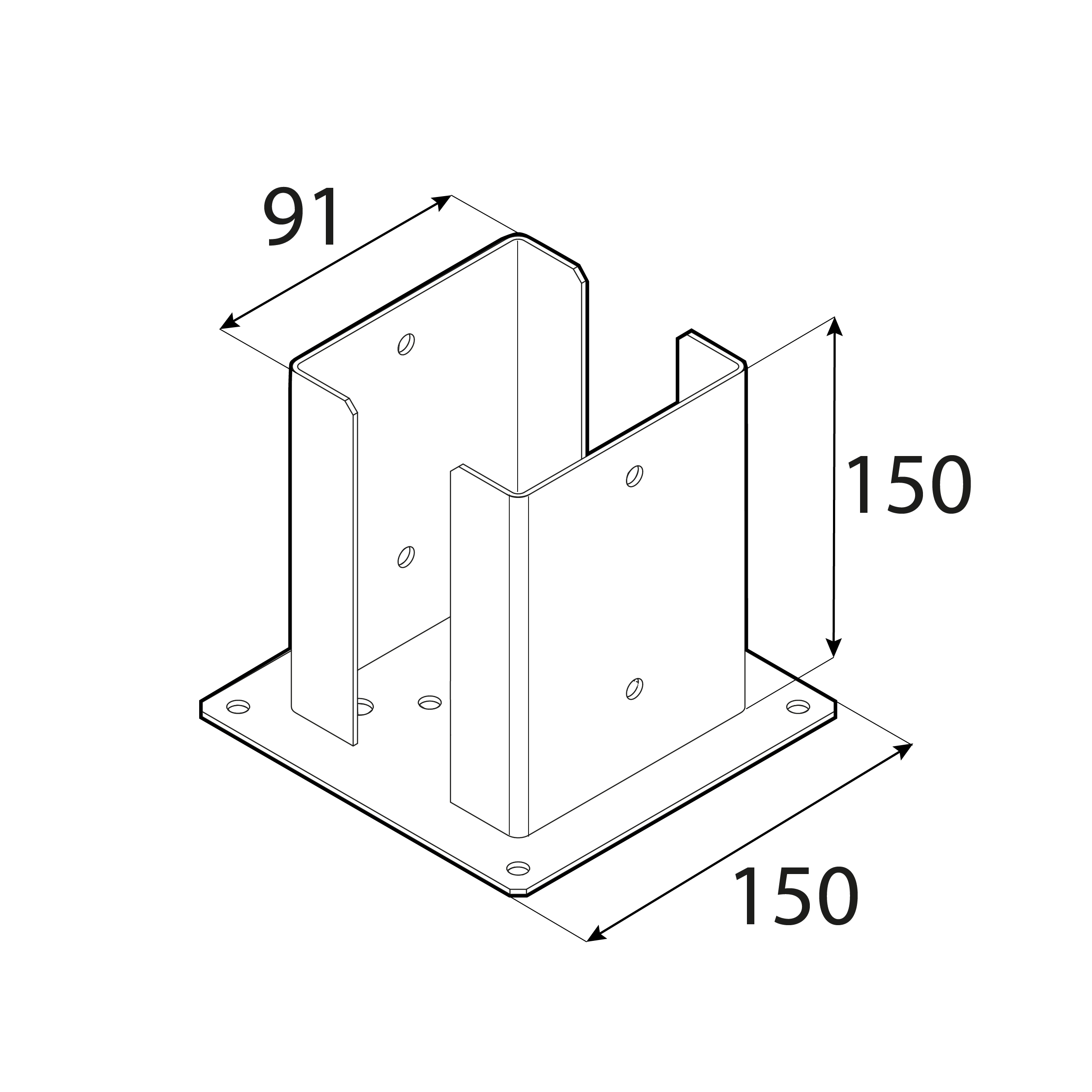 Podstawa słupa kotwa przykręcana podwójna z podstawą prostokątną - PSPD | 90 mm | Złoty Podstawa słupa kotwa przykręcana podwójna z podstawą prostokątną - PSPD | 90 mm | Złoty