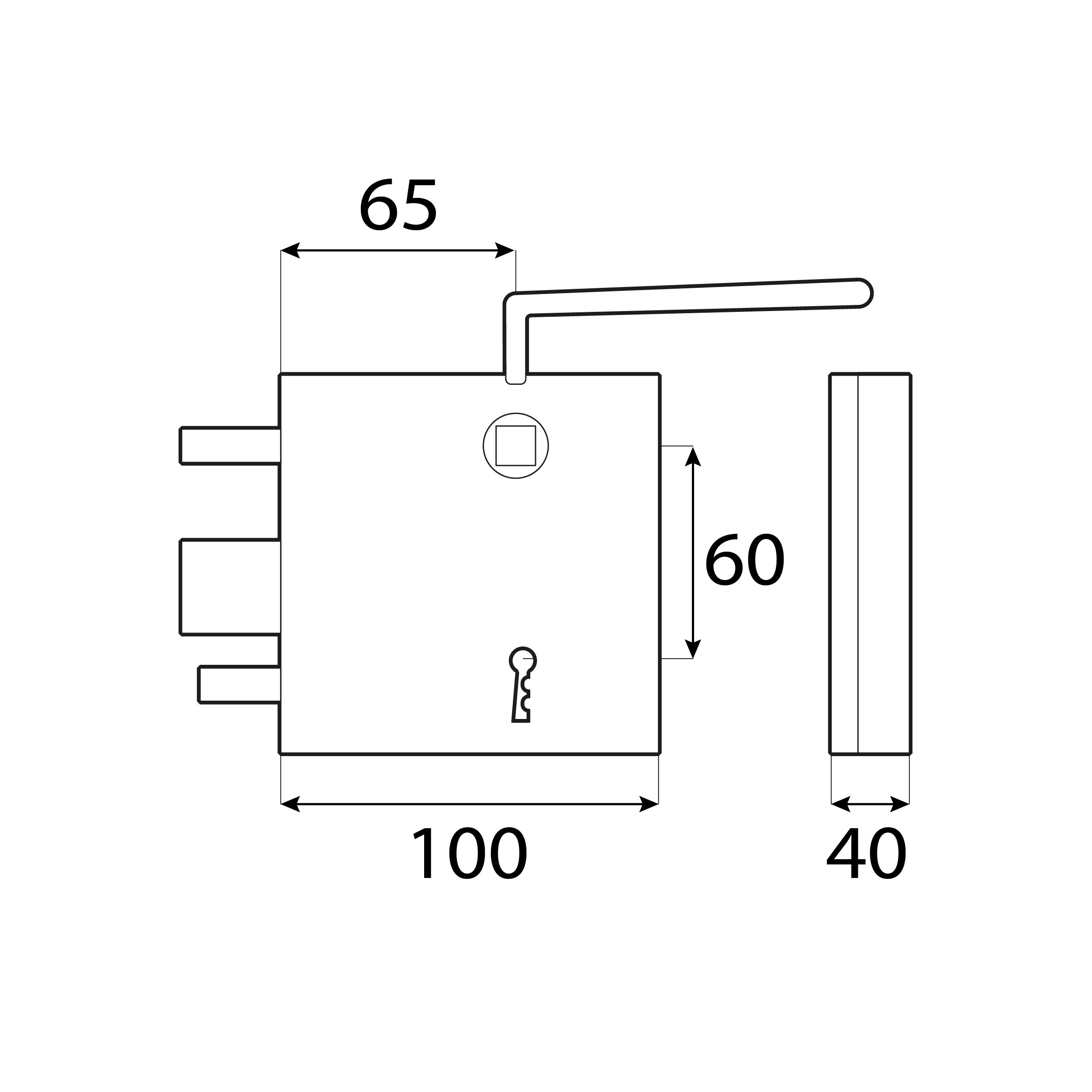 Zamek wiejski do bramy retro stalowy lewy - WHW  | Czarny | 100 mm