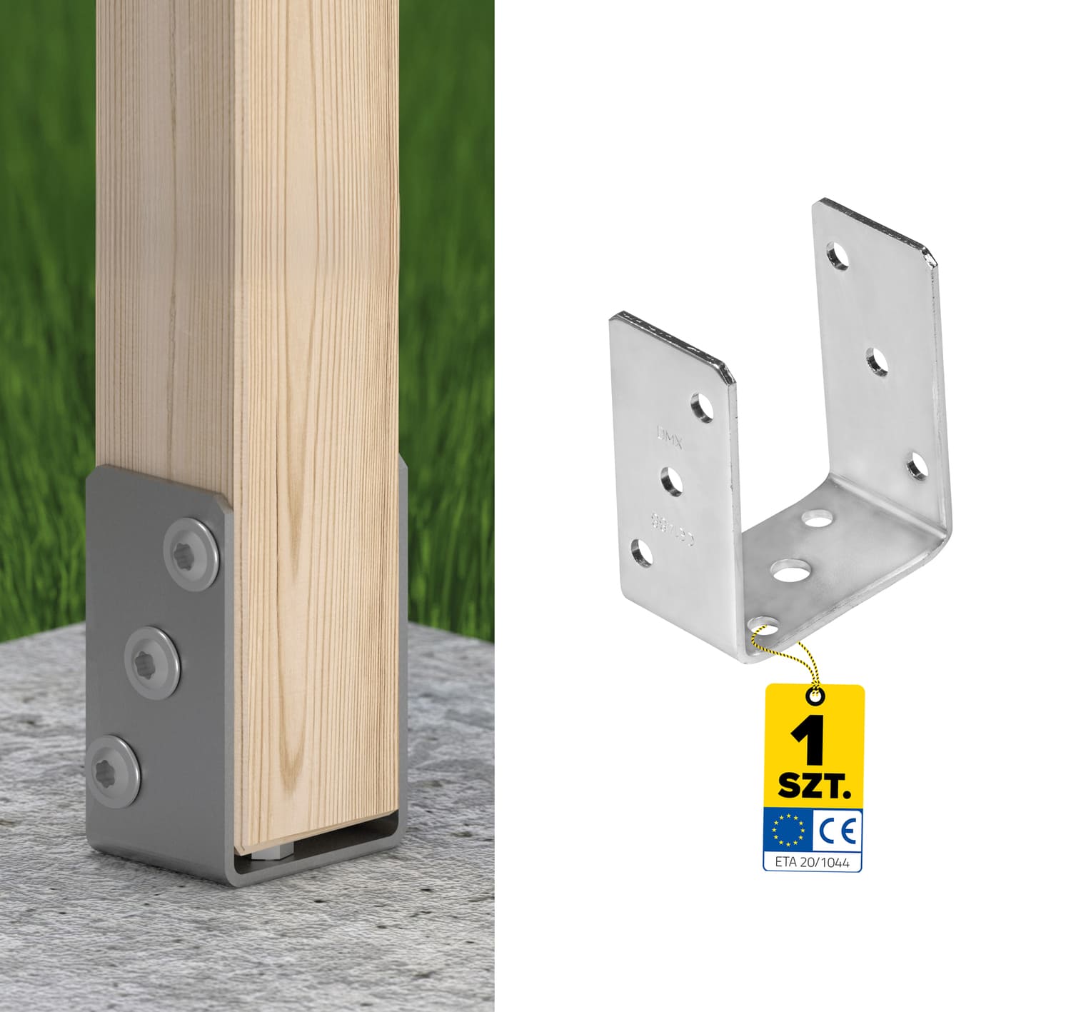 Pfostenträger zum aufdübeln U-Form universal - PSO | 100 mm | feuerverzinkt Säulenfußanker zum Verschrauben mit Beton, Typ U, Universal PSO, 100 mm, silber.