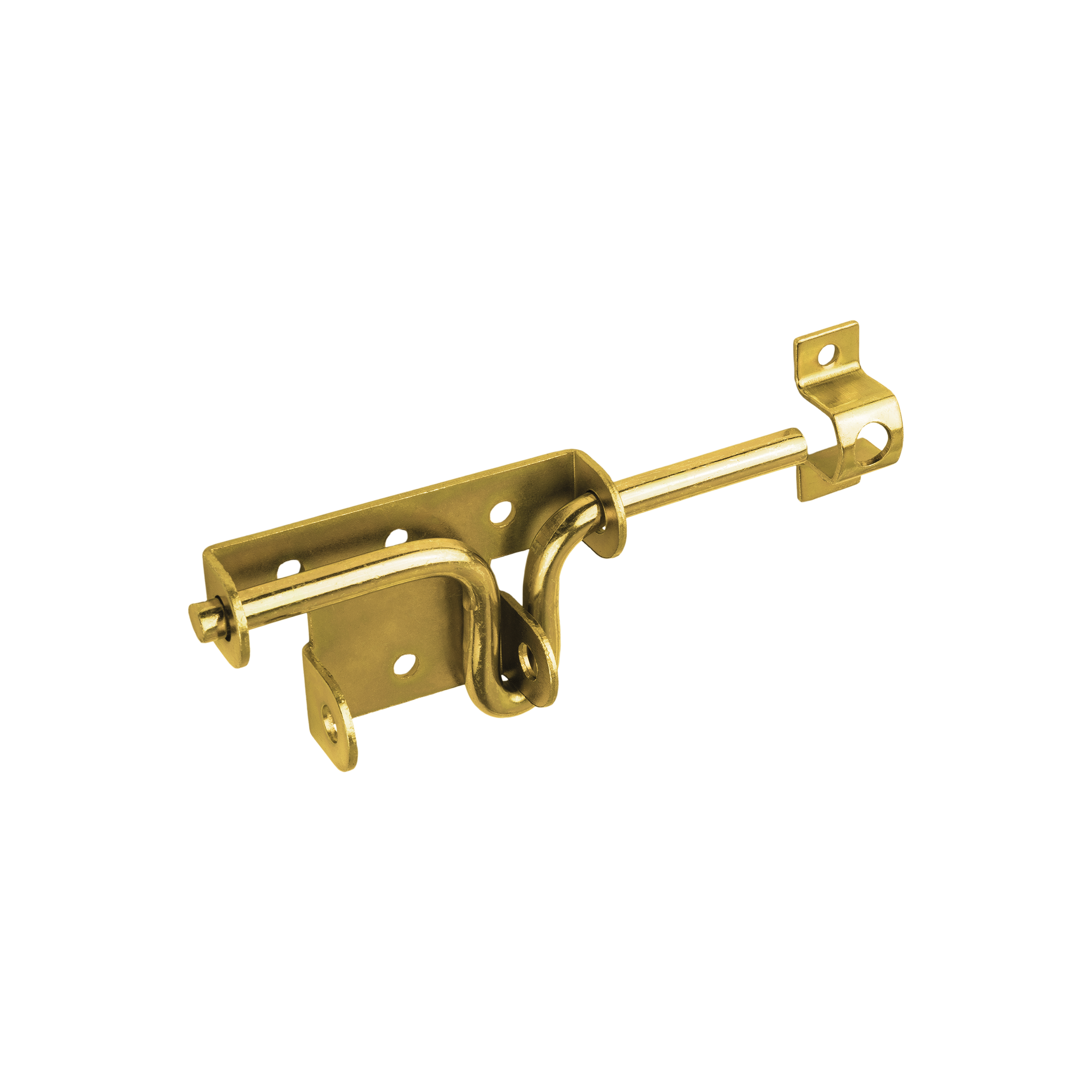 Schlossriegel mit rundem Riegel für Gartentore - WOK | verzinkt | 58 mm Riegelverschluss mit Rundriegel für WOK-Tore, Gold, 100 mm, 100x58x2,5 mm, Baustahl DC01.