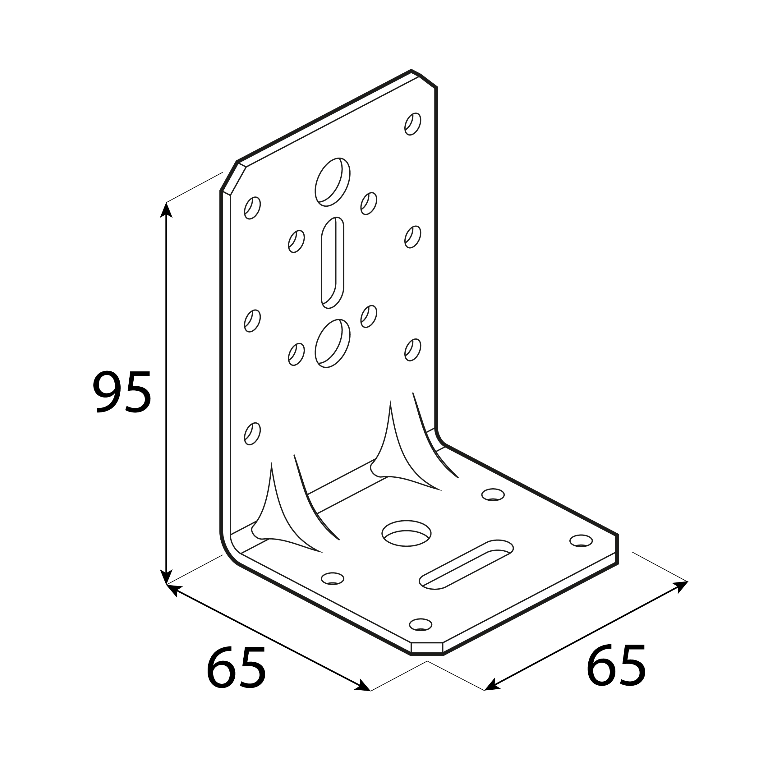 Kątownik ciesielski wzmocniony z przetłoczeniem - KPK 21 | 95x65x65 mm | 2,5 mm