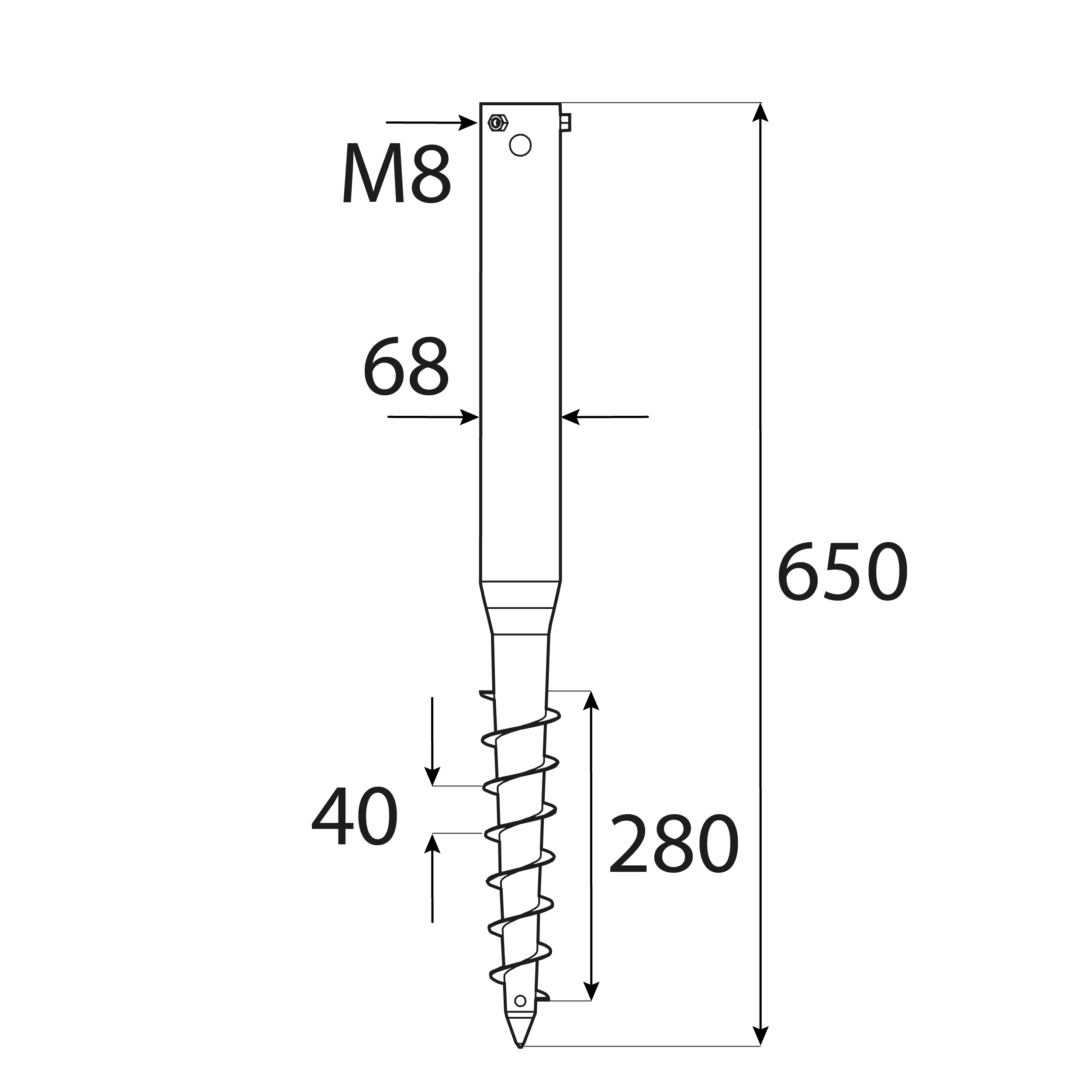 Podstawa słupa wkręcana do gruntu świder okrągła - PWG | 68x650 mm Podstawa słupa wkręcana do gruntu świder okrągła - PWG | 68x650 mm