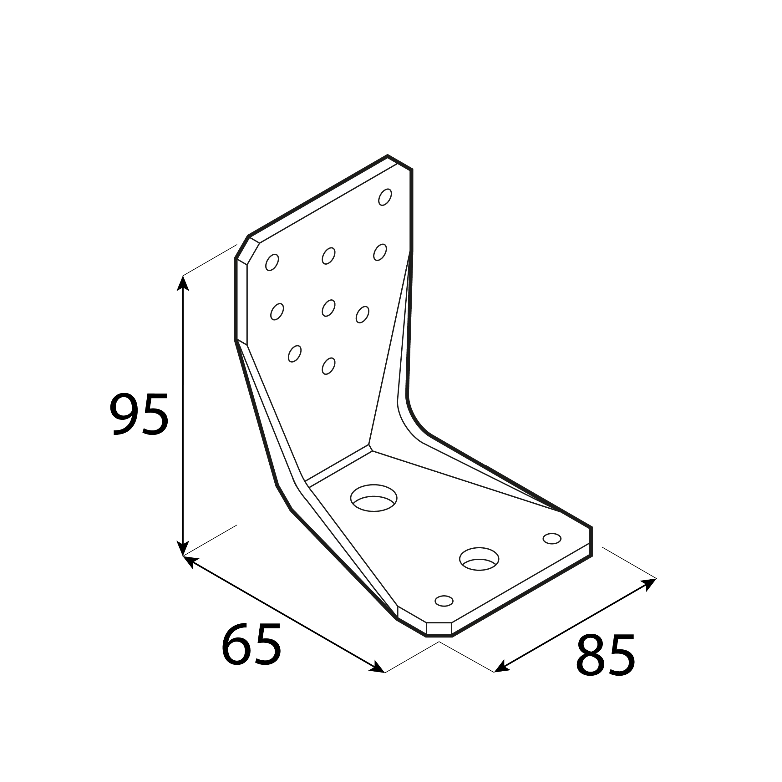 Schwerlastwinkel Holz-Beton Betonanker Ankerwinkel feuerverzinkt - LBZ 95 | 95x65x85 mm | 4 mm Stahlbetonwinkel LBZ 95, 95x65x85 mm, 4 mm, 95x65x86x4,0 mm, silber, Baustahl S235, Schuss 2.