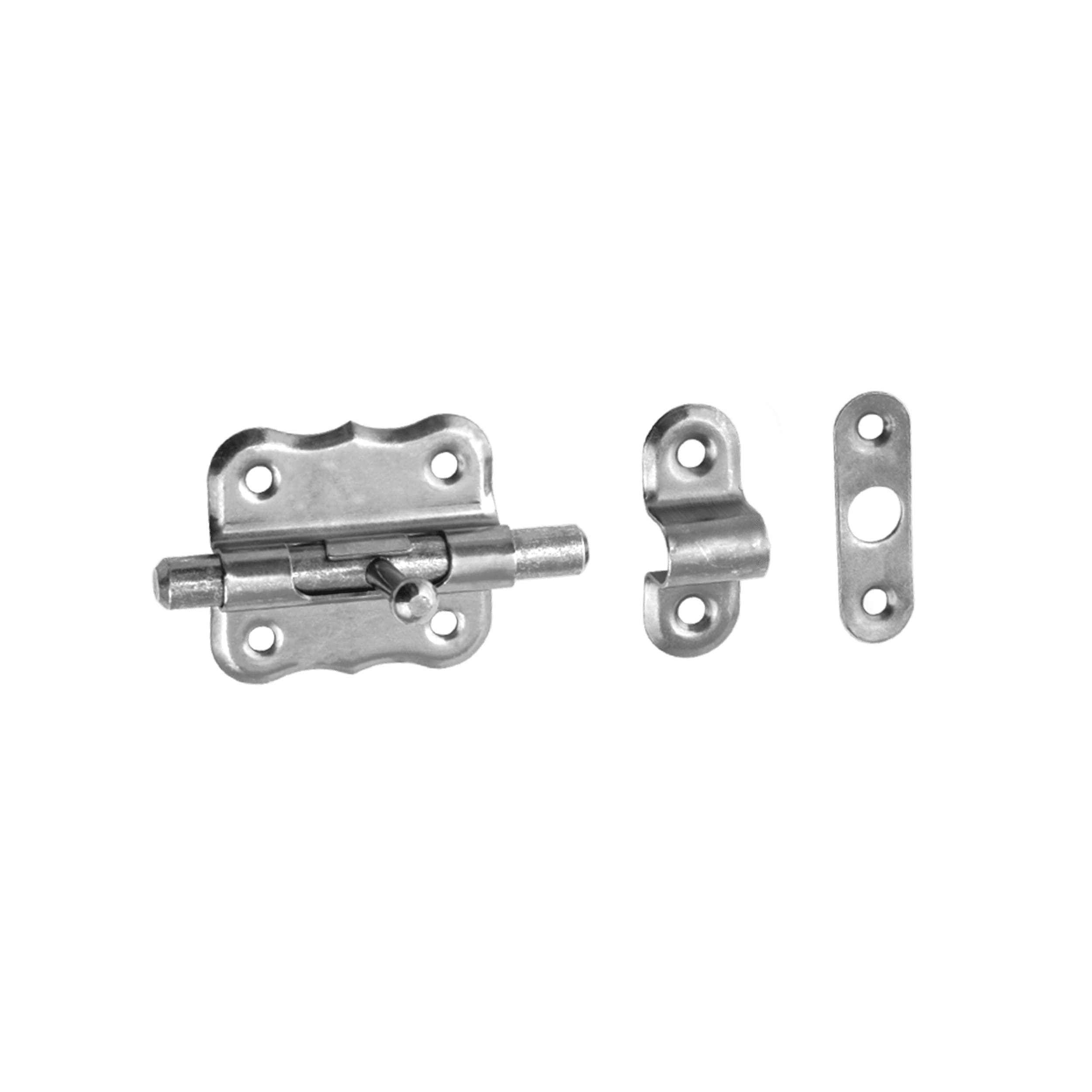 Schlossriegel mit rundem Riegel für Gartentore - WRO | silber | 50 mm Riegelverschluss mit Rundriegel für WRO-Tore, silber, 50 mm, 50x50 mm, Baustahl DC01 2.